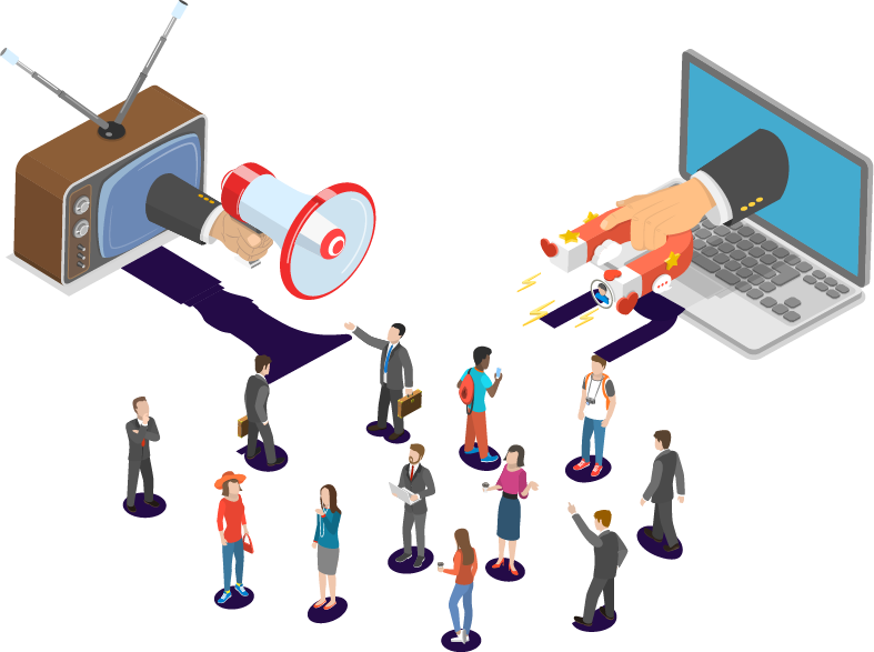 a visual 3d image that represents how motion animation can draw in and attract your audience.