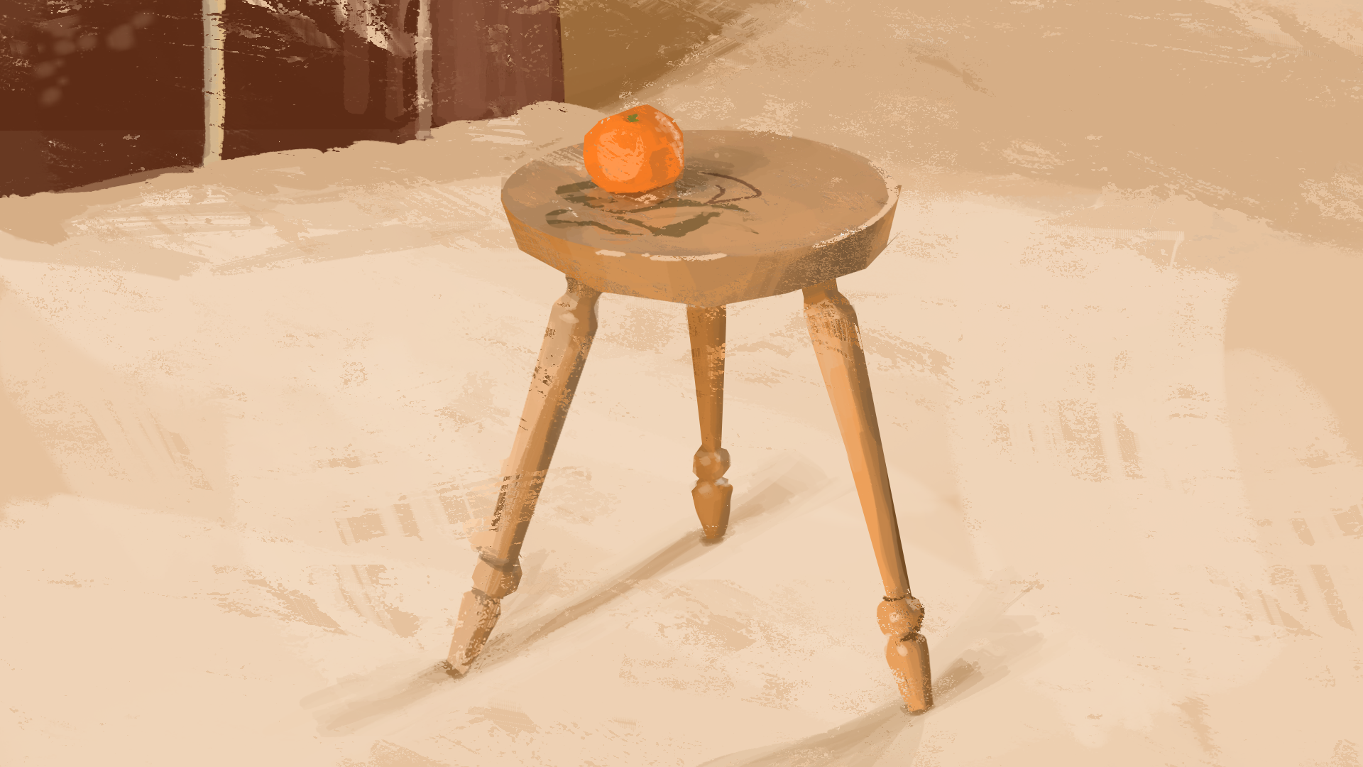 Stool, digital, painted from life