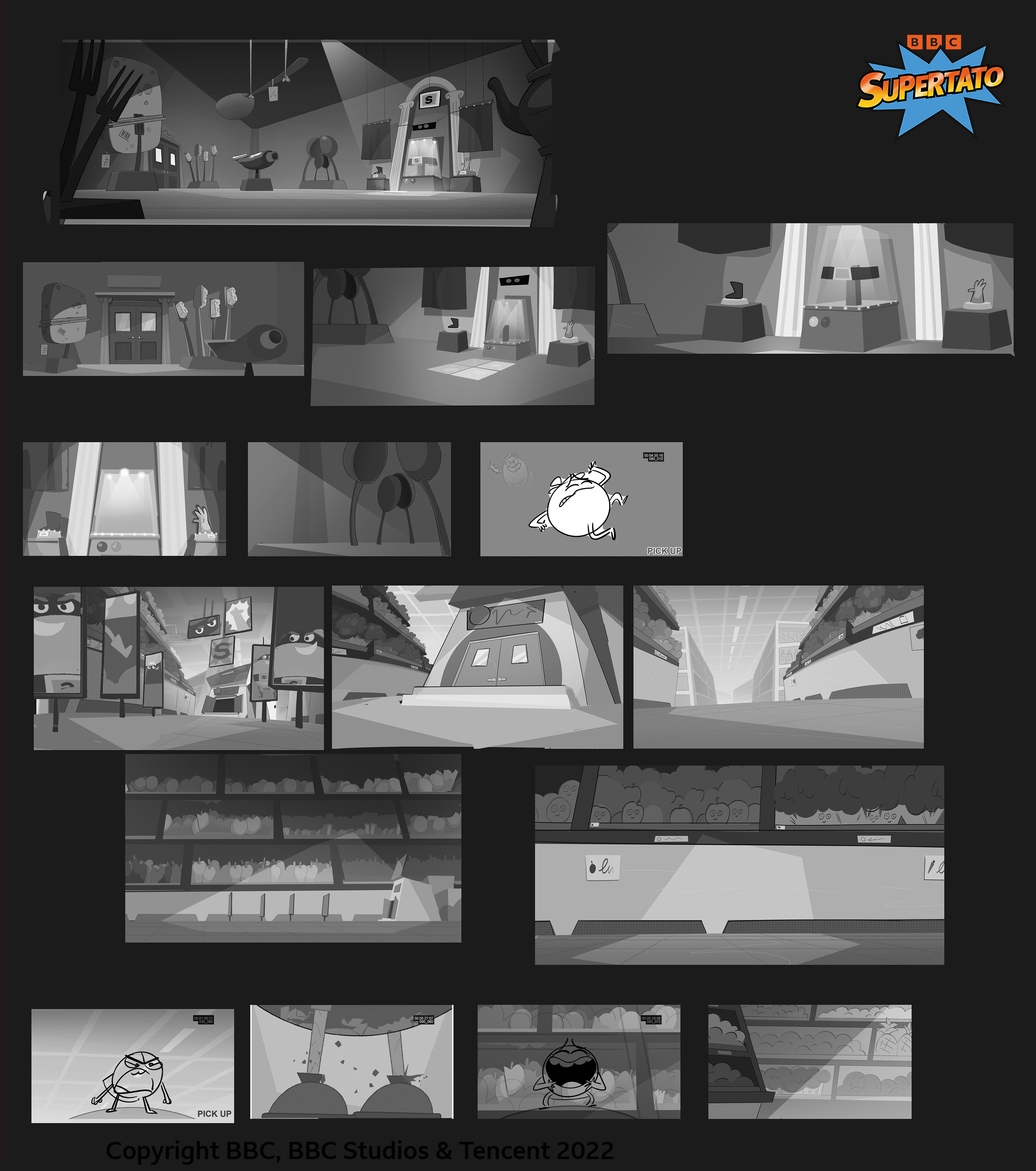 Designed thumbnails used to see the overall look of the episode.