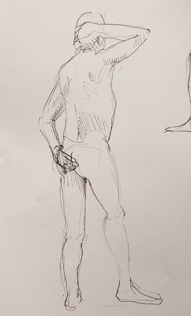 Life drawing, pen, from life