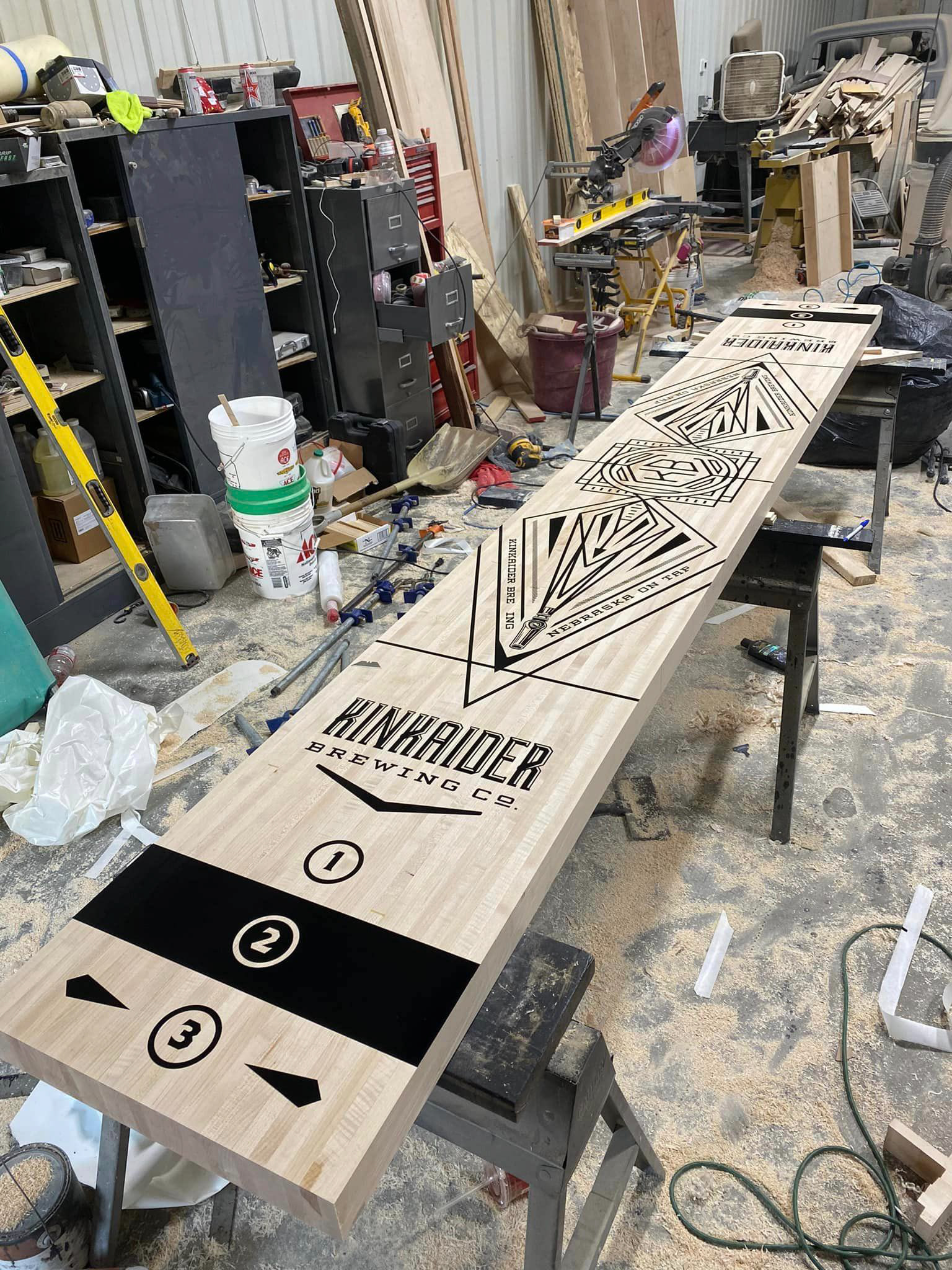 Shuffleboard design for Kinkaider Brewing Co. Bed & Beer Guest House