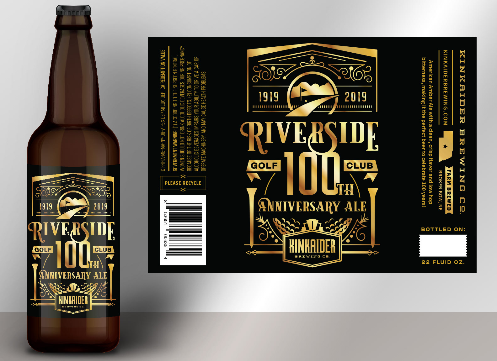 Custom Label for Riverside Golf Course (Grand Island, NE) 100th Year Annviersary Ale