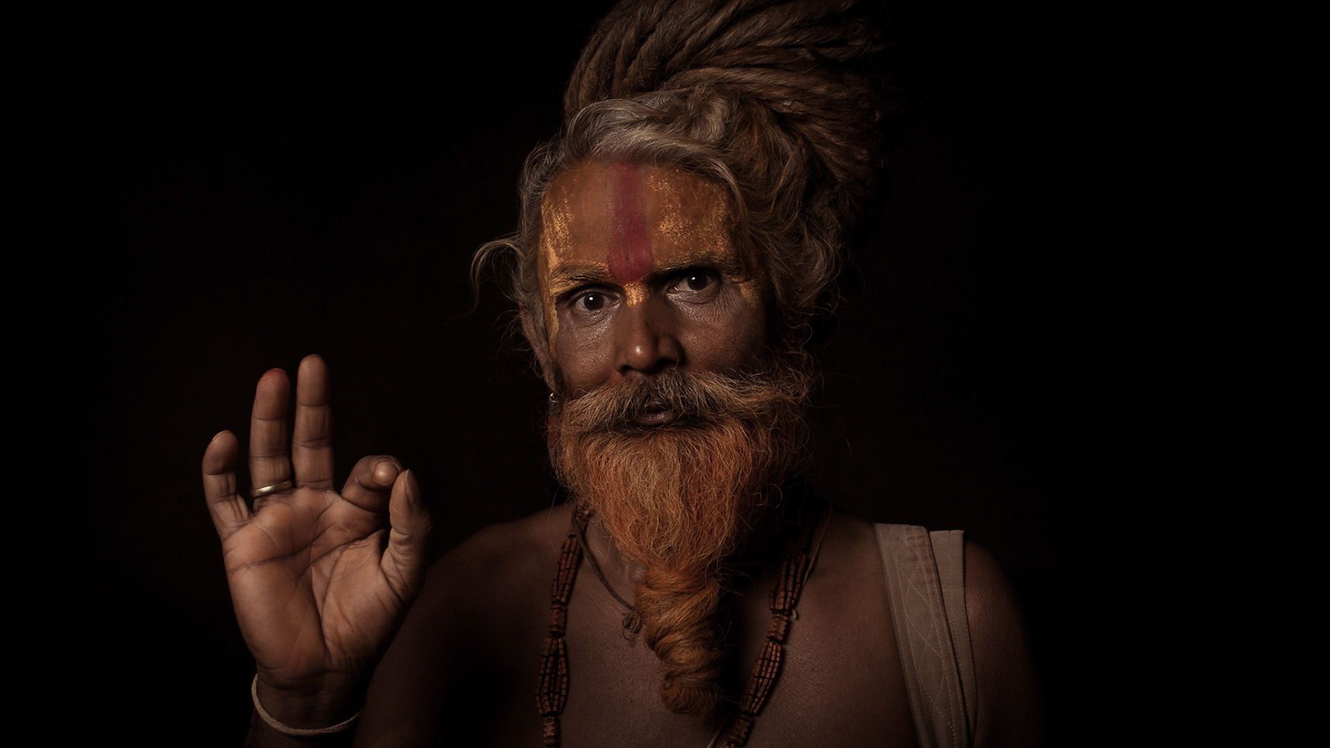 Portrait of Shaiva sadhu, holy man. Kathmandu, Nepal