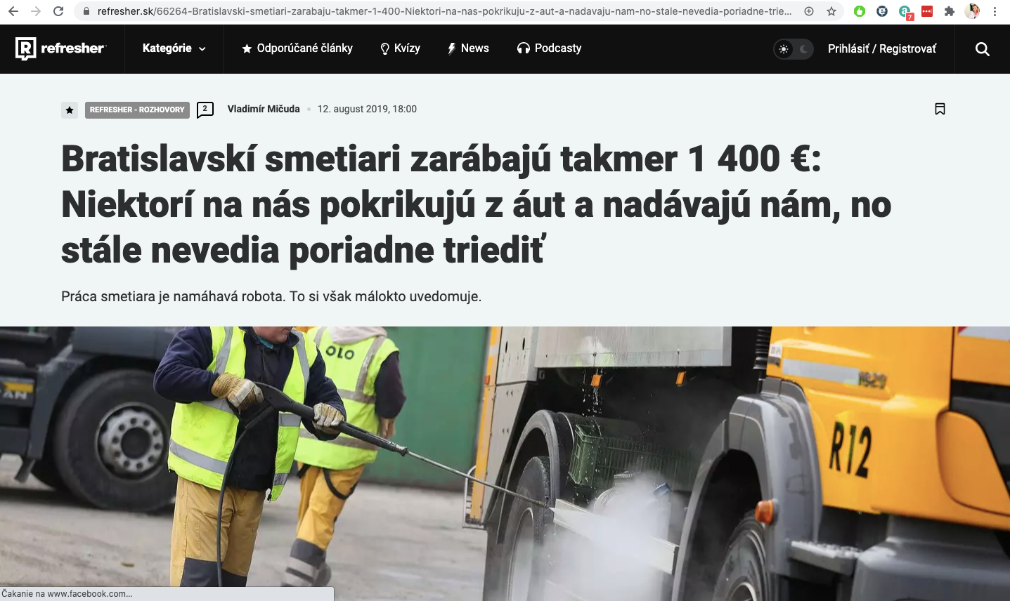 OLO BRATISLAVA, SLOVAKIA PR campaign "What a Day in the Life of a Garbage Collector Looks Like" with Europa 2 radio and the Minister of Transport, Construction, and Regional Development of the Slovak Republic