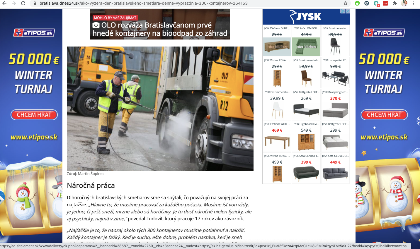 OLO BRATISLAVA, SLOVAKIA PR campaign "What a Day in the Life of a Garbage Collector Looks Like" with Europa 2 radio and the Minister of Transport, Construction, and Regional Development of the Slovak Republic
