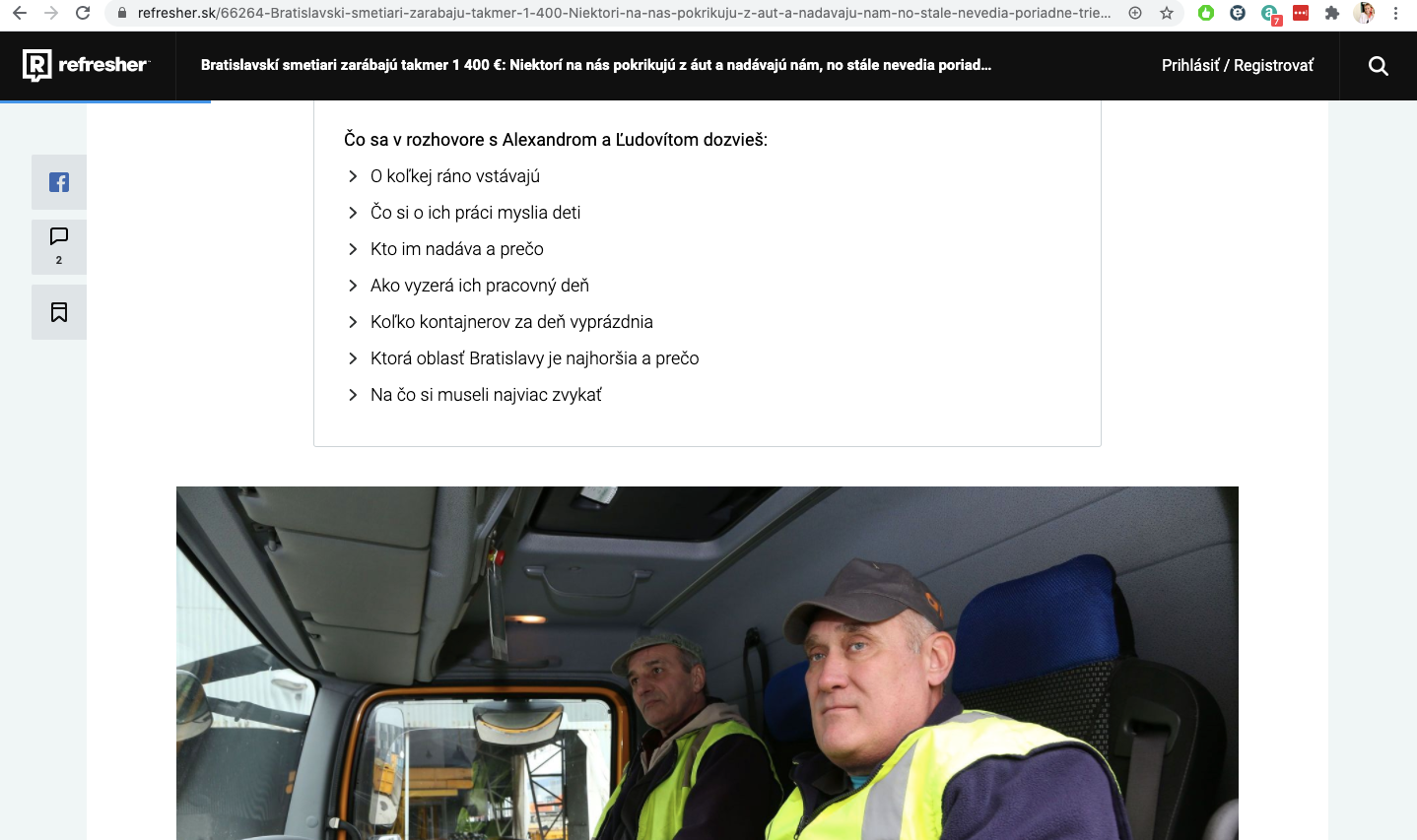 OLO BRATISLAVA, SLOVAKIA PR campaign "What a Day in the Life of a Garbage Collector Looks Like" with Europa 2 radio and the Minister of Transport, Construction, and Regional Development of the Slovak Republic