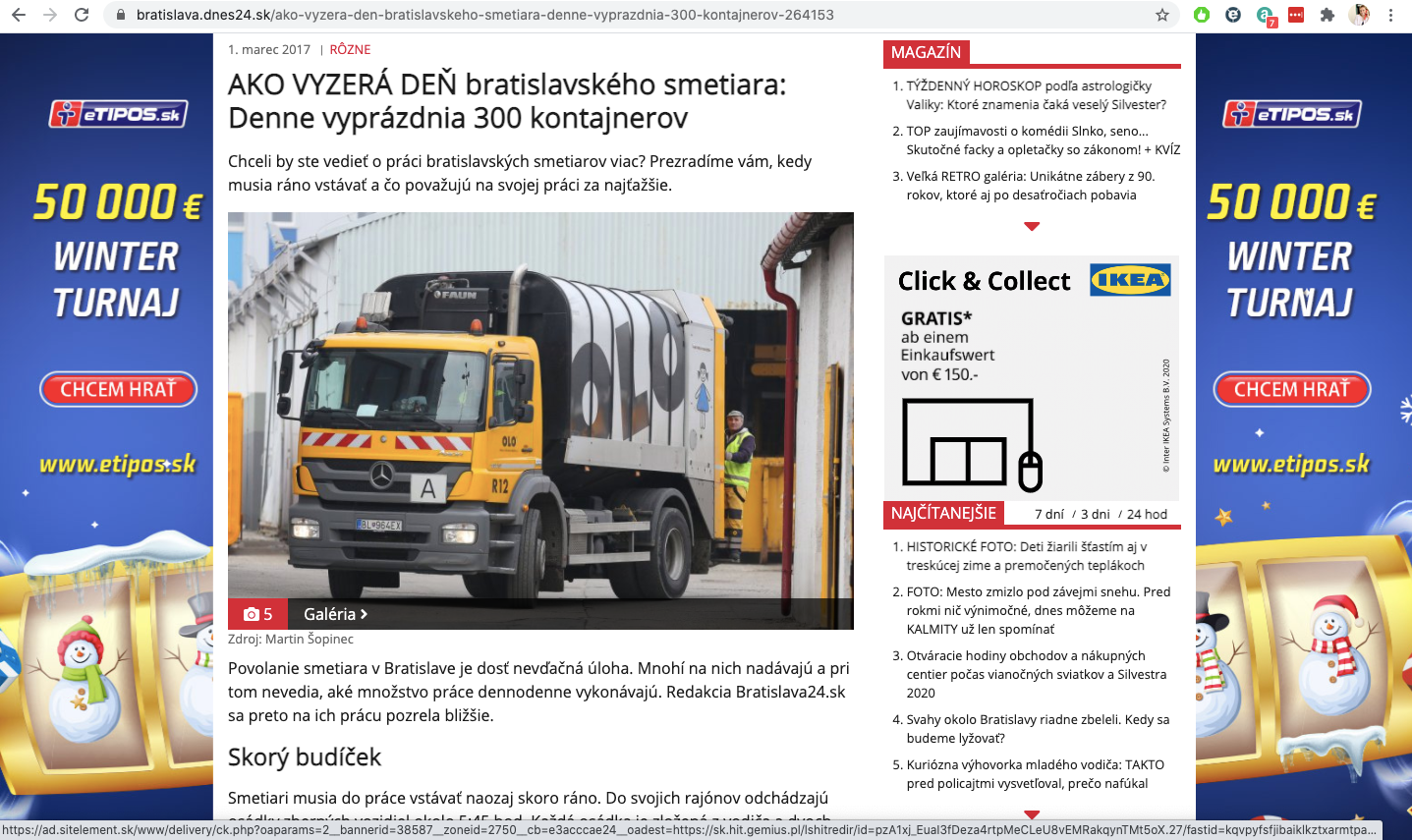 OLO BRATISLAVA, SLOVAKIA PR campaign "What a Day in the Life of a Garbage Collector Looks Like" with Europa 2 radio and the Minister of Transport, Construction, and Regional Development of the Slovak Republic