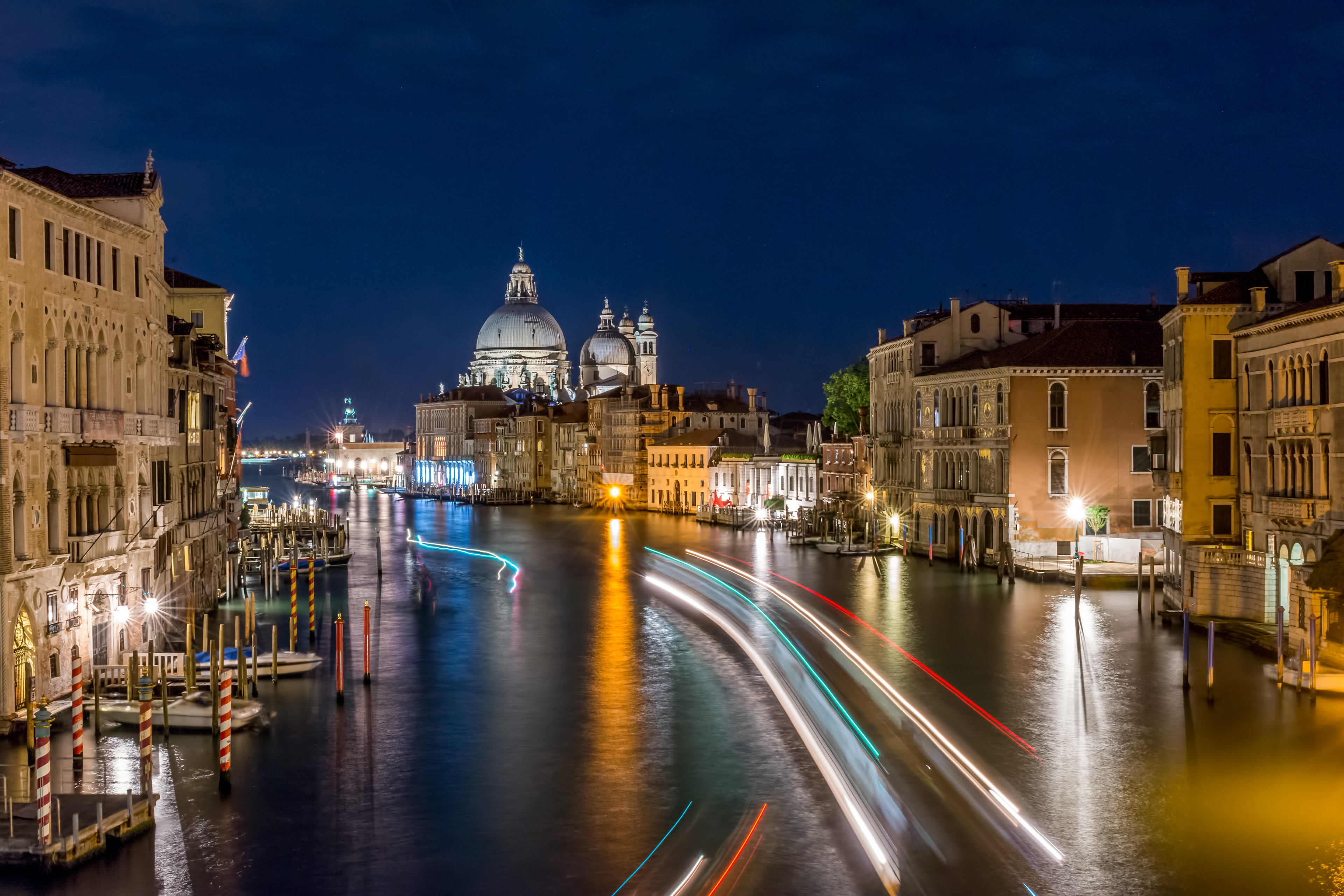 Light Trails on the Grand Canal. Venice