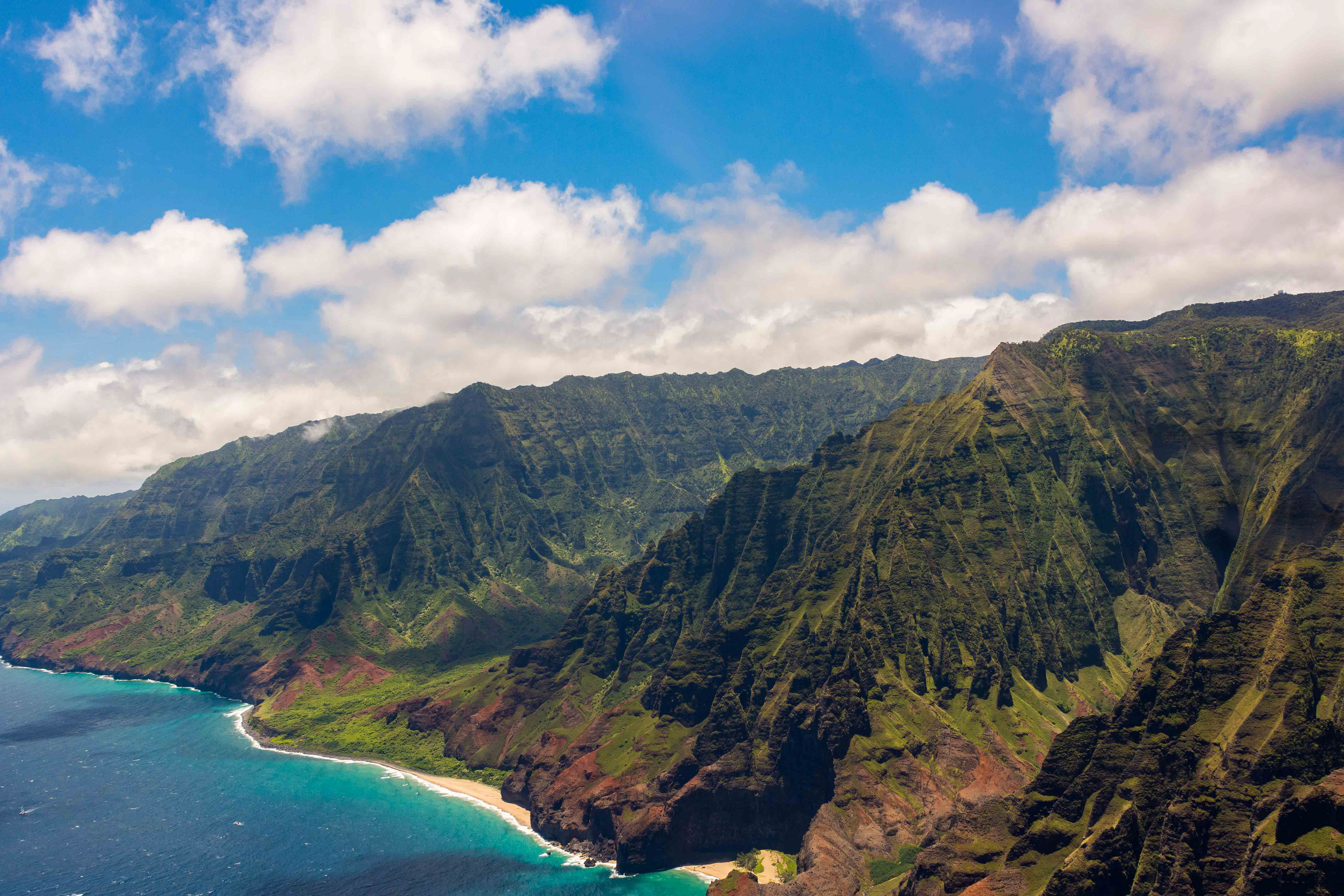 Flying over the Napali Coast. Kauai