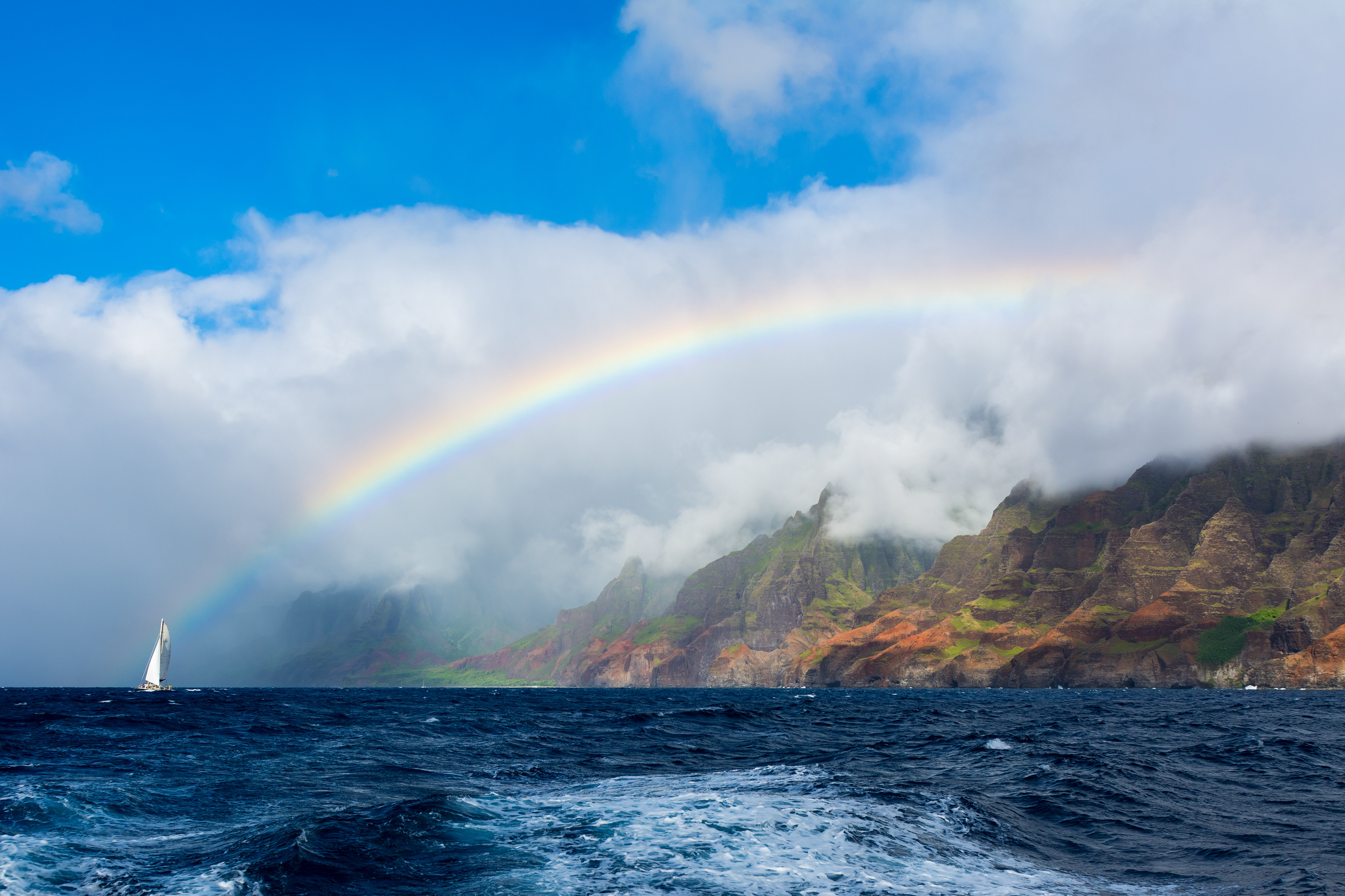 Sailboats with Gold. Napali Coast, Kauai