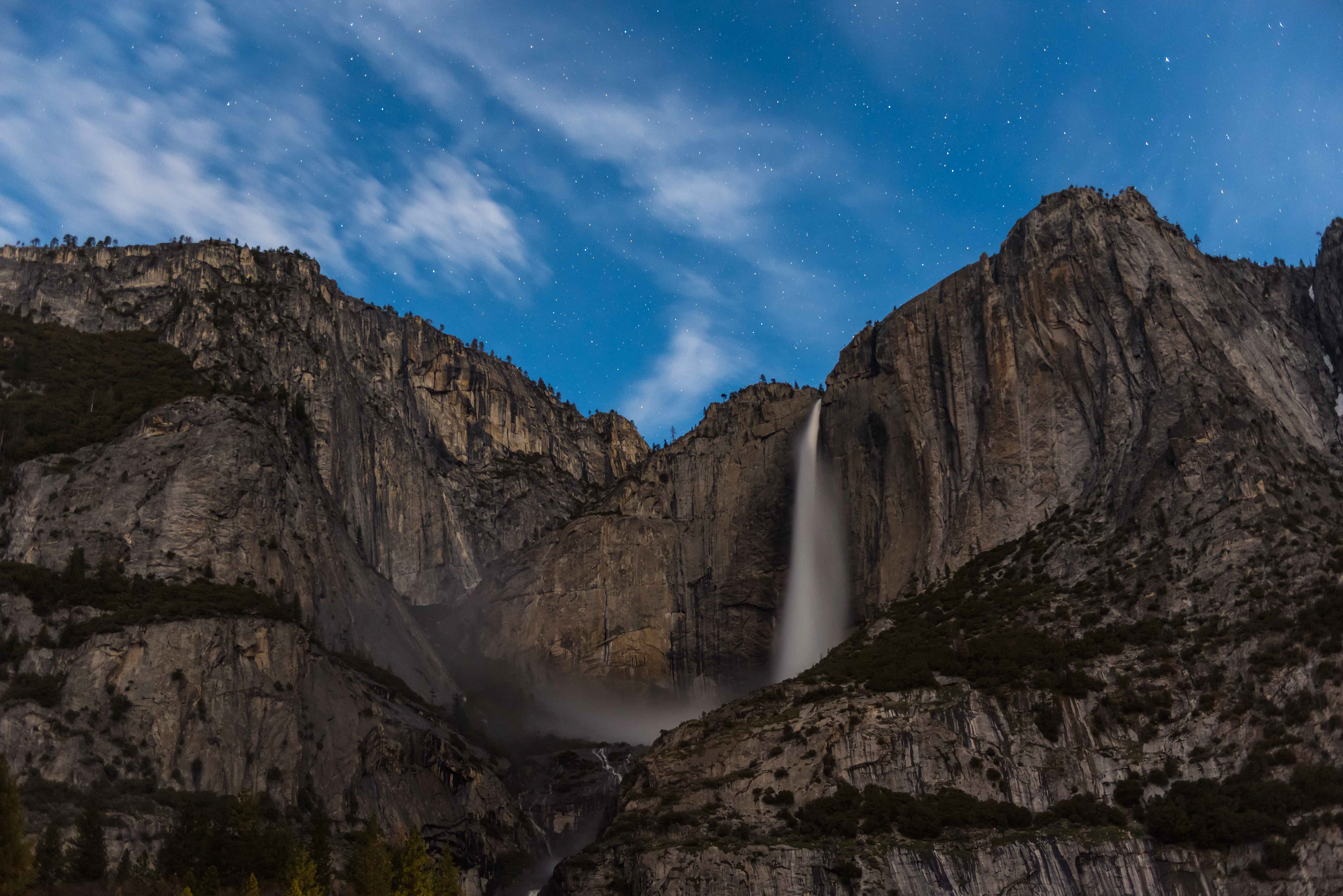 Yosemite Falls at Night. Yosemite National Park