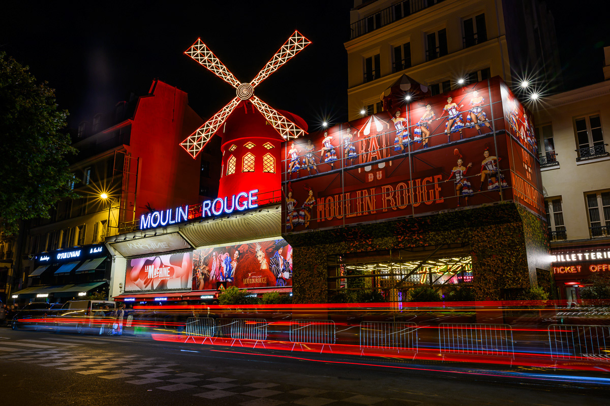 Light Trails by the Moulin Rouge