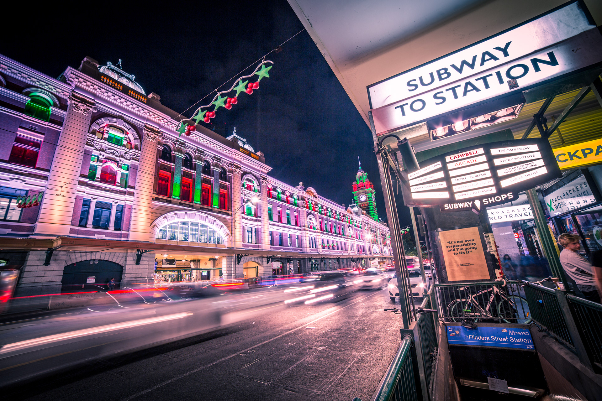 Colourful illuminated signs and traffic in Piccadilly Circus