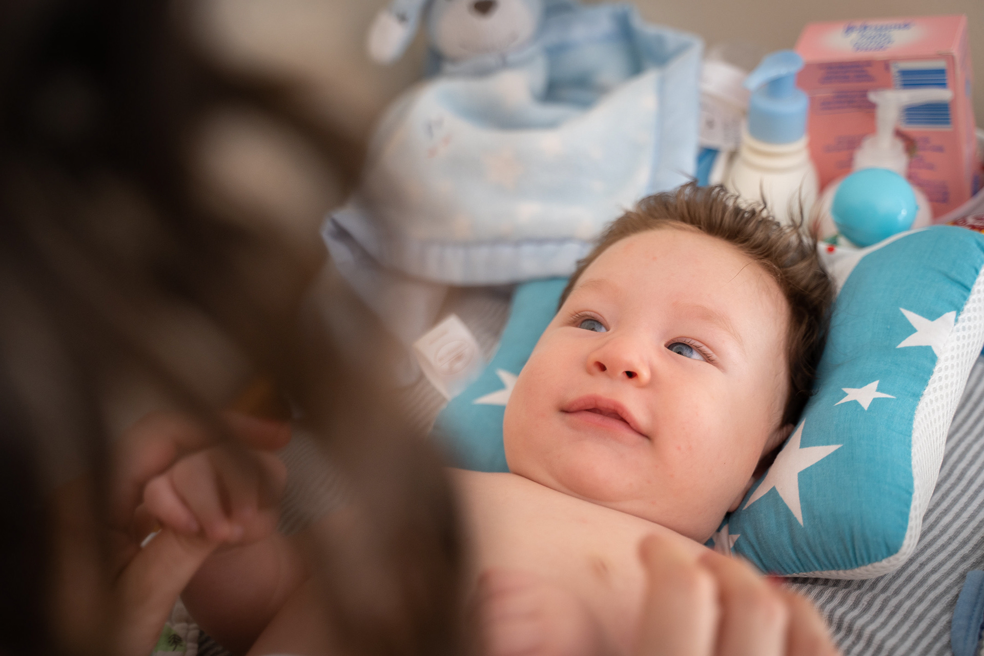 Close-up of a baby drinking from a bottle