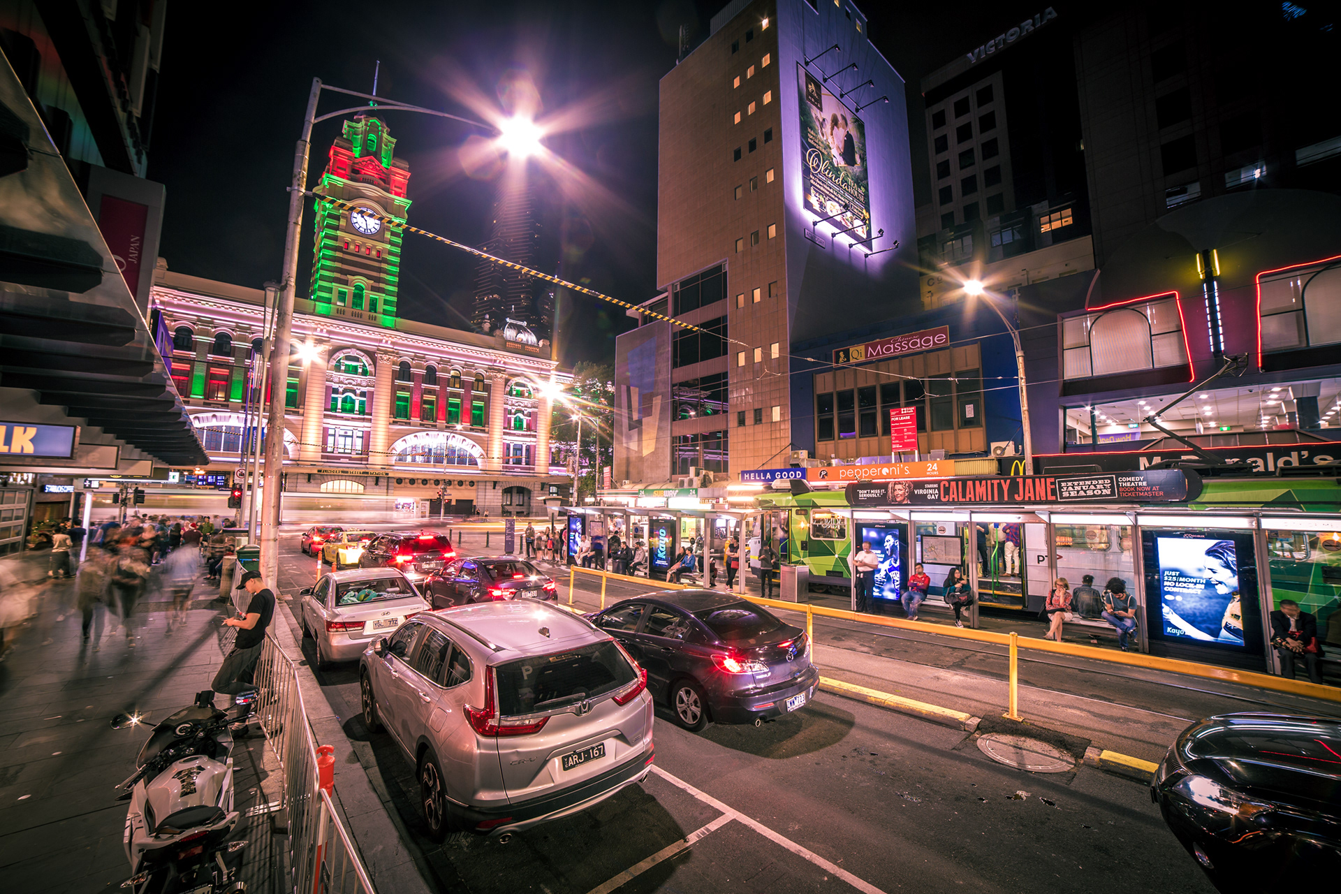 Night traffic and neon signs at Piccadilly Circus