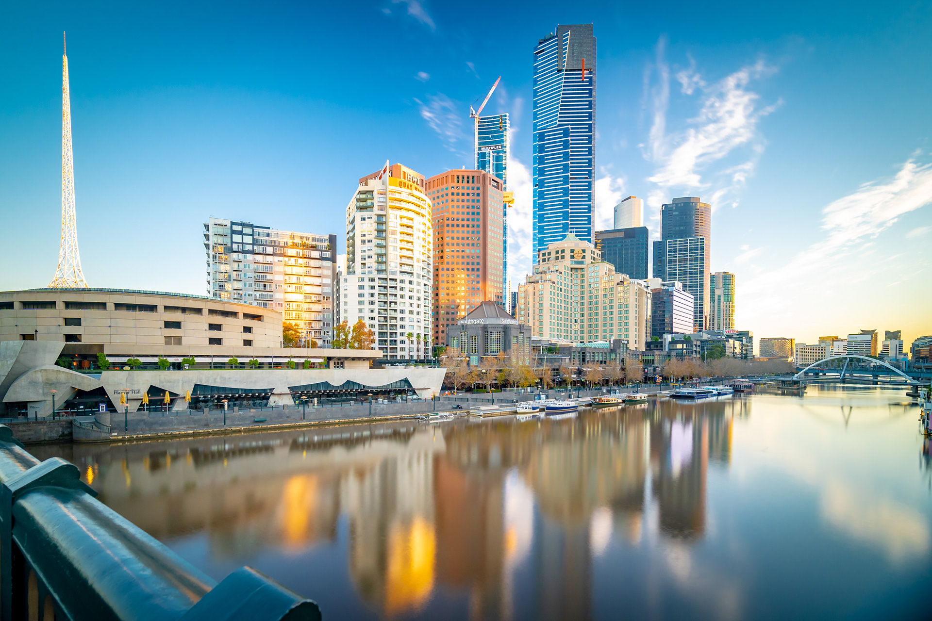 Melbourne buildings reflected in the Yarra River