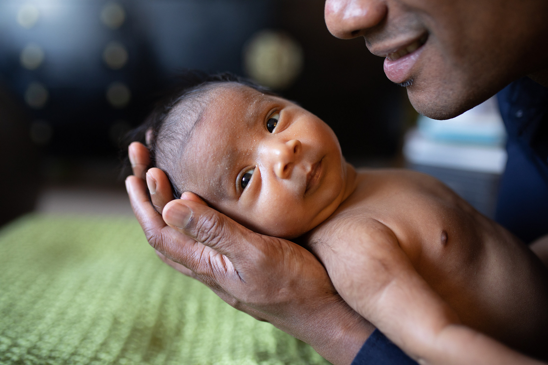 Close-up of hands during a family session
