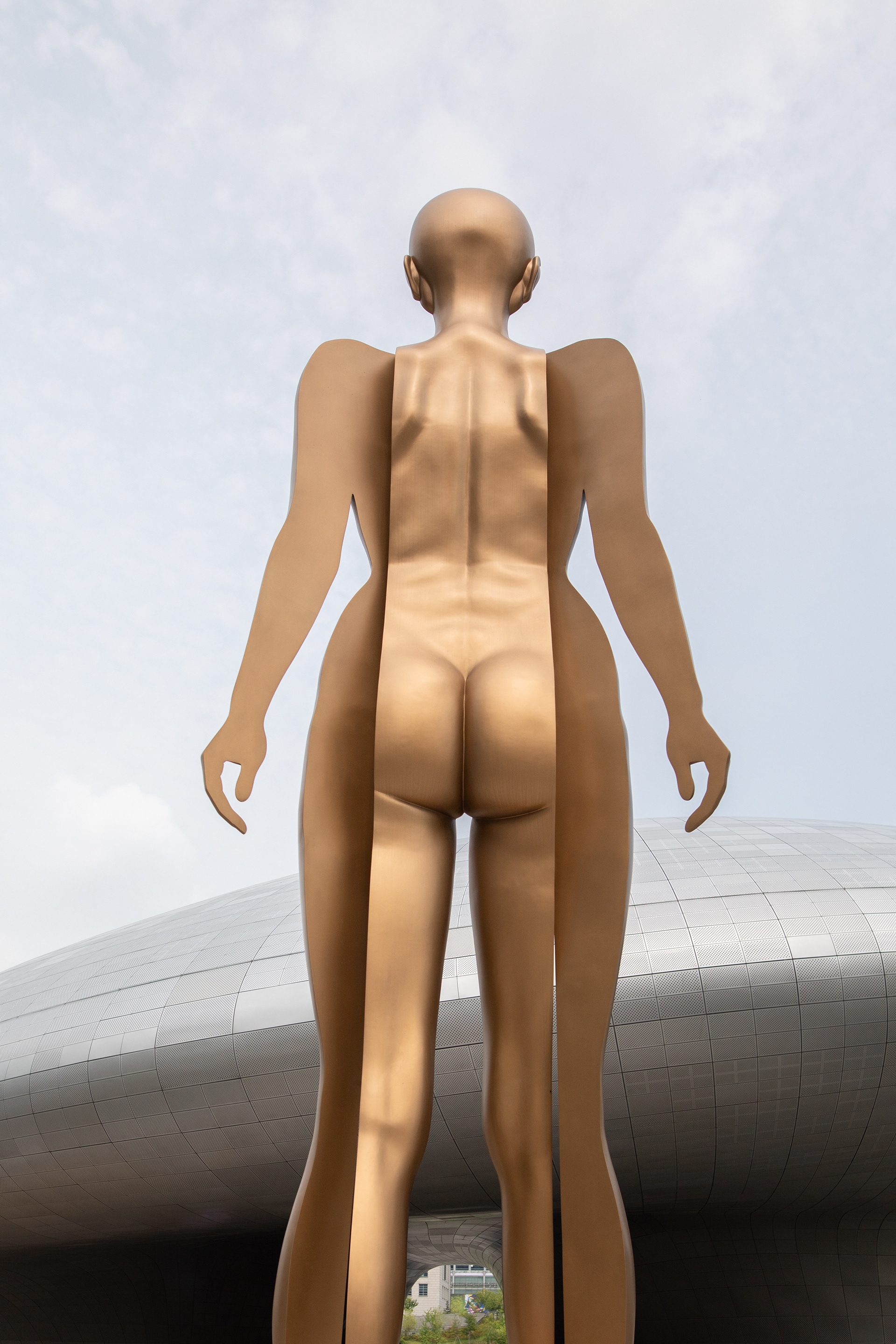 Wooden artist’s mannequin viewed from behind
