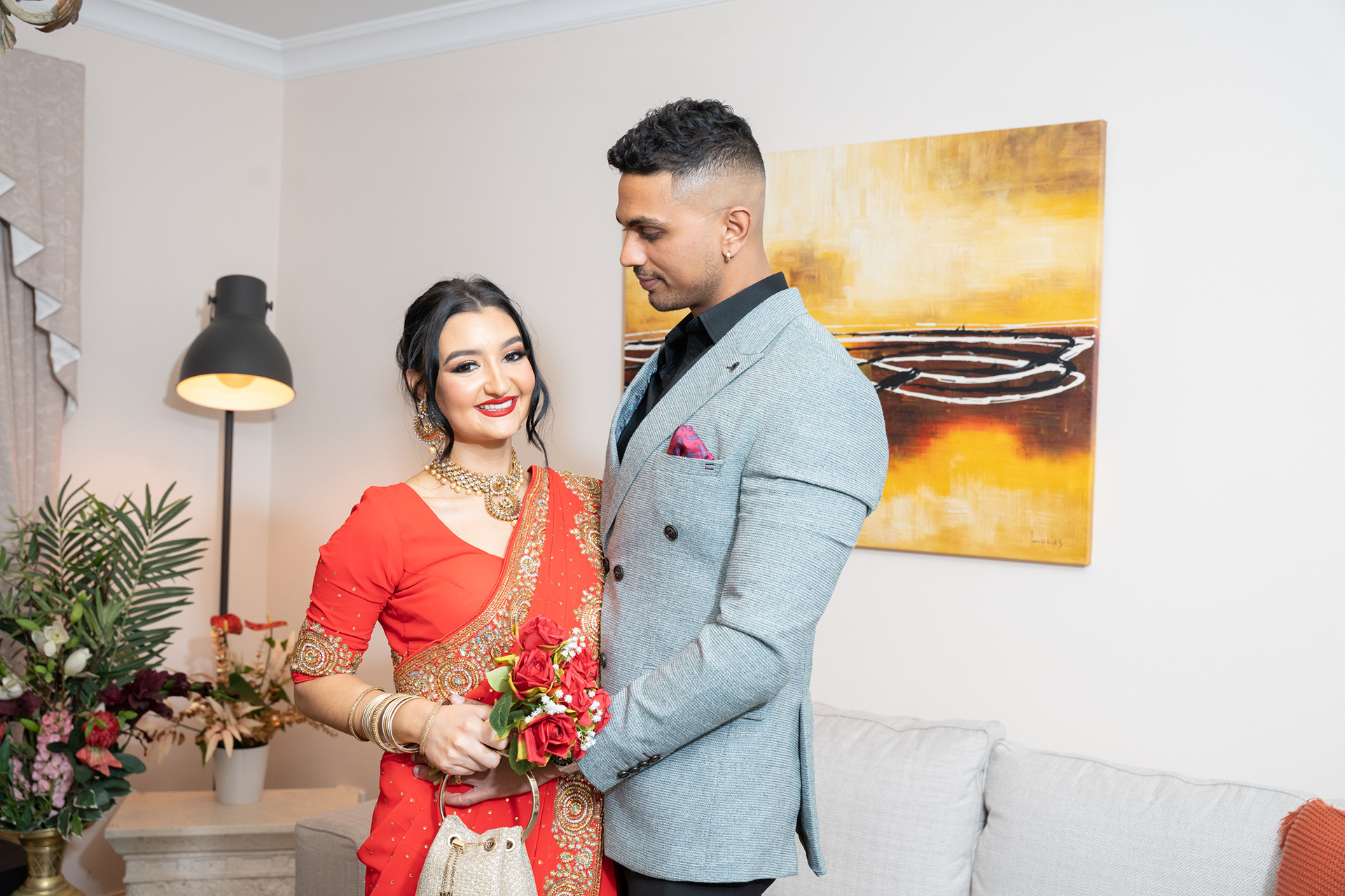 Couple sharing an intimate moment at home