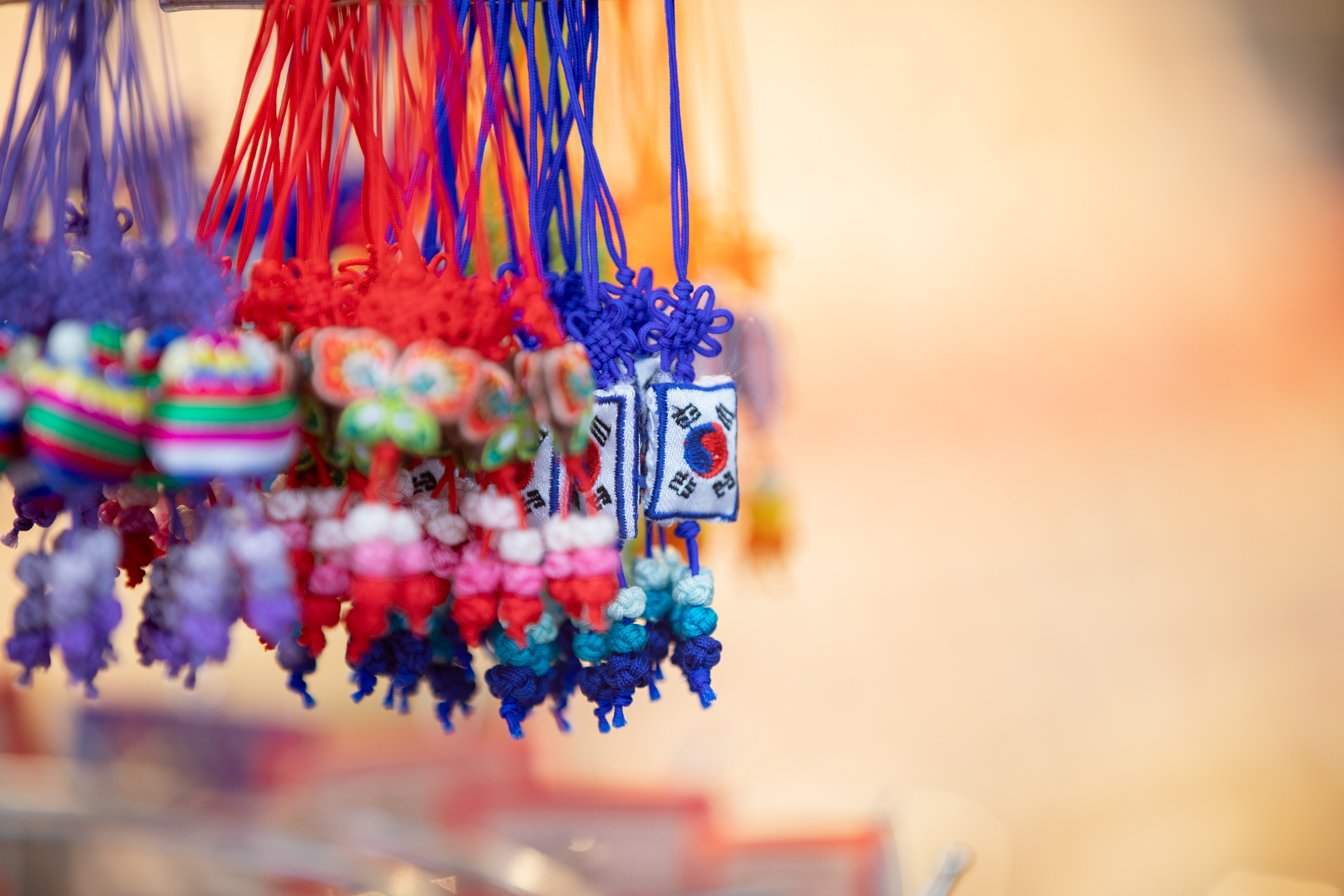 Colourful hanging souvenir charms