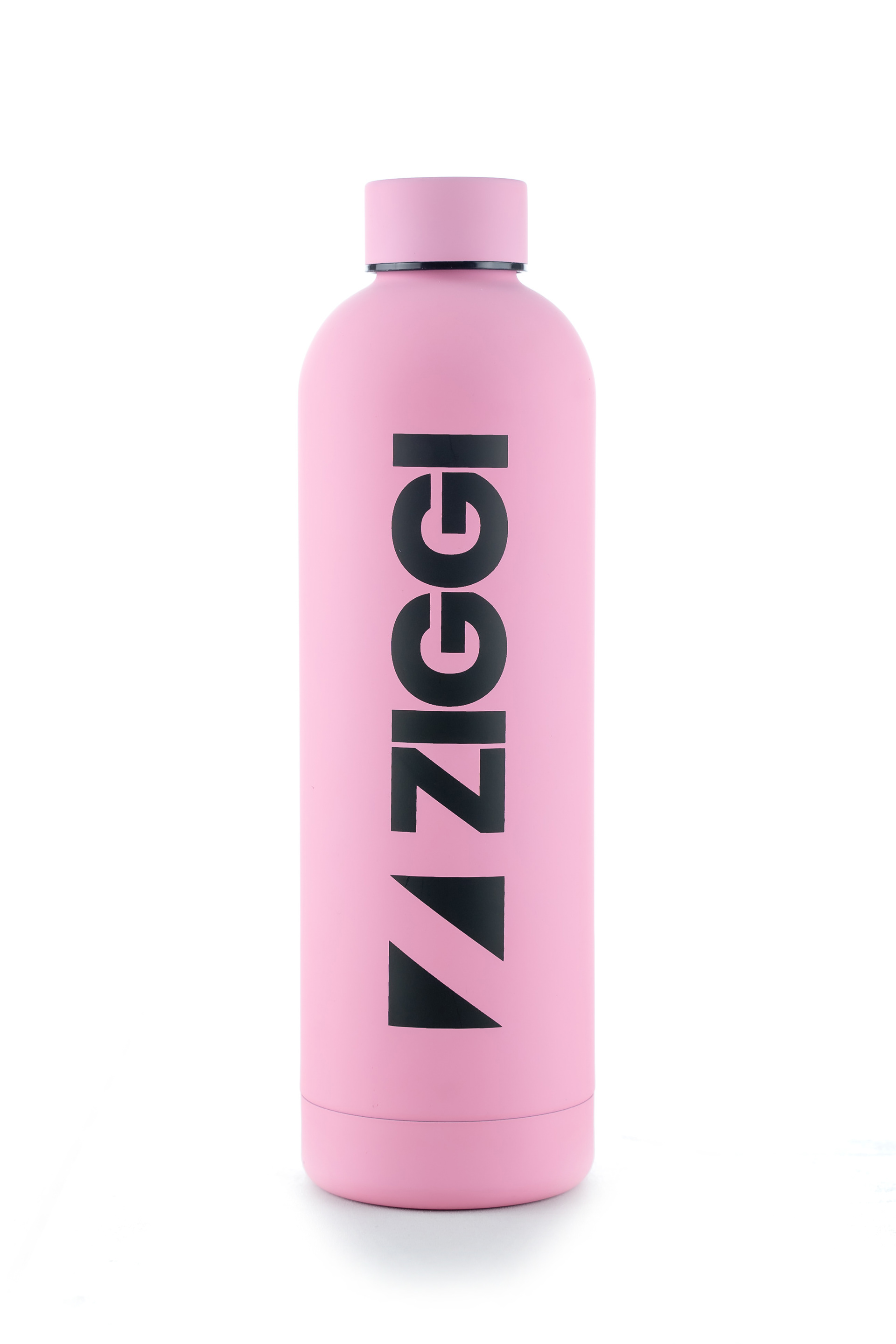 Pink ZIGGI water bottle on a white background