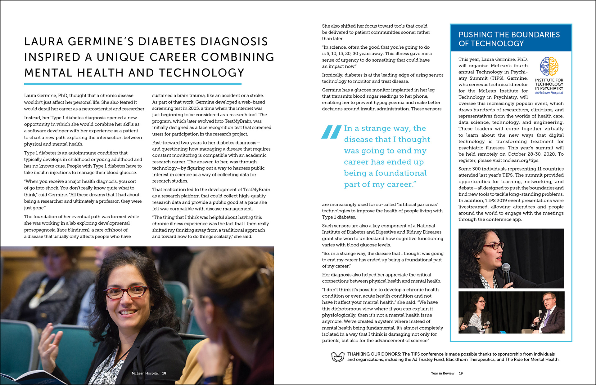 Inside spread from McLean Hospital 2019 annual report