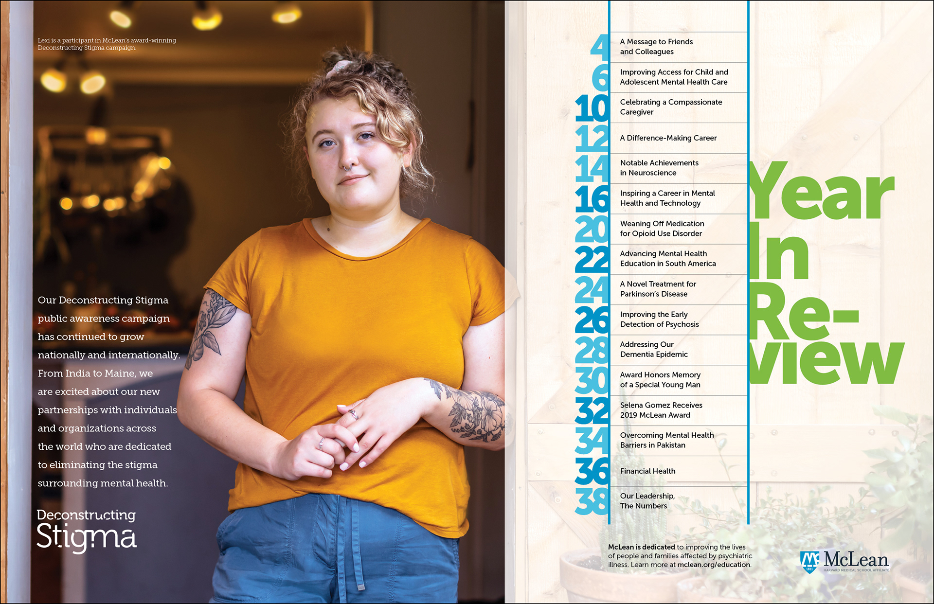 Inside spread from McLean Hospital 2019 annual report