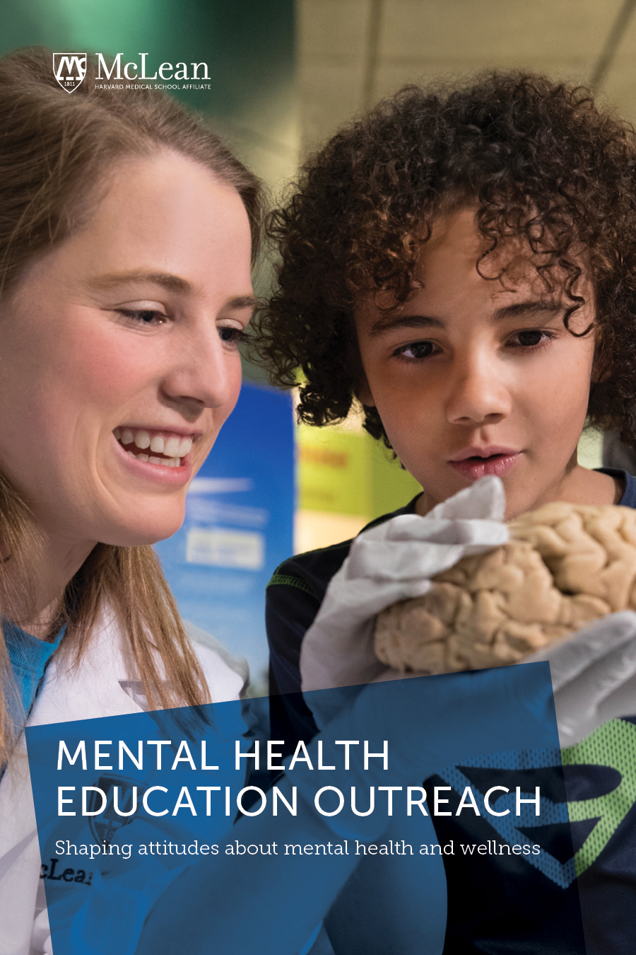 Front cover of brochure promoting McLean Hospital education outreach programs, design by Steve Close