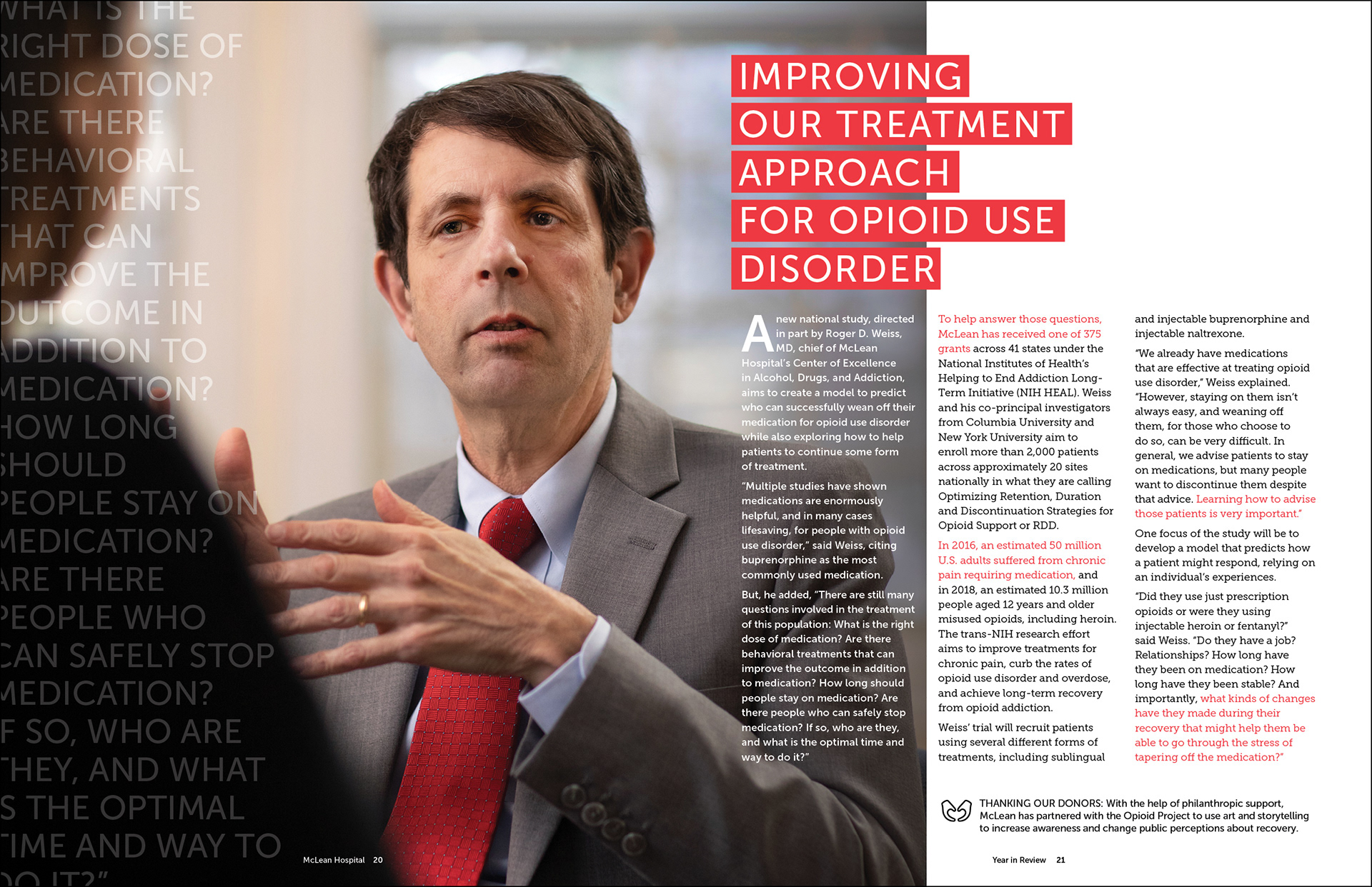 Inside spread from McLean Hospital 2019 annual report