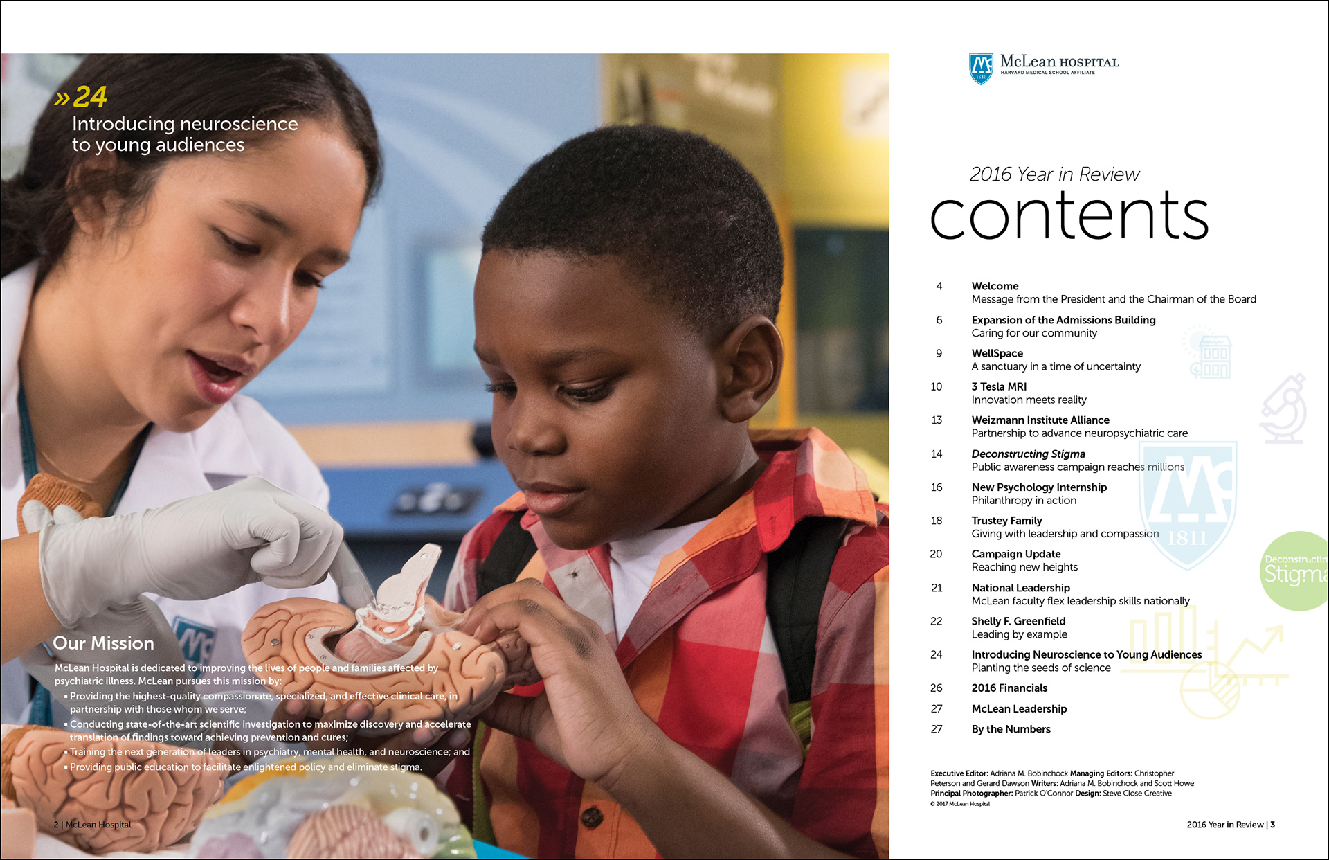 Inside spread of McLean Hospital 2016 annual report
