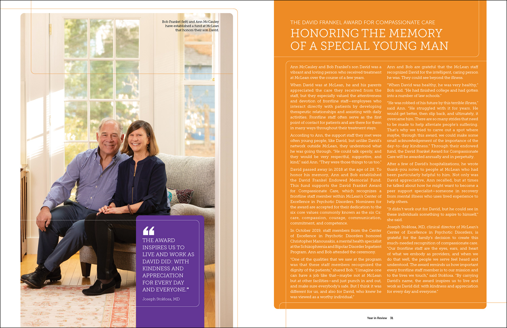 Inside spread from McLean Hospital 2019 annual report