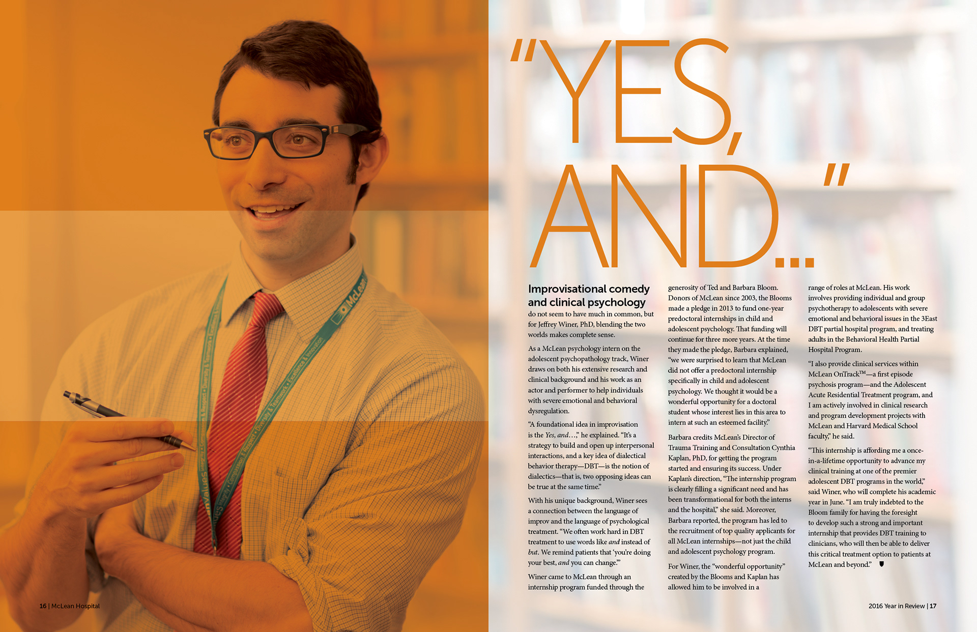 Inside spread from McLean Hospital 2016 annual report