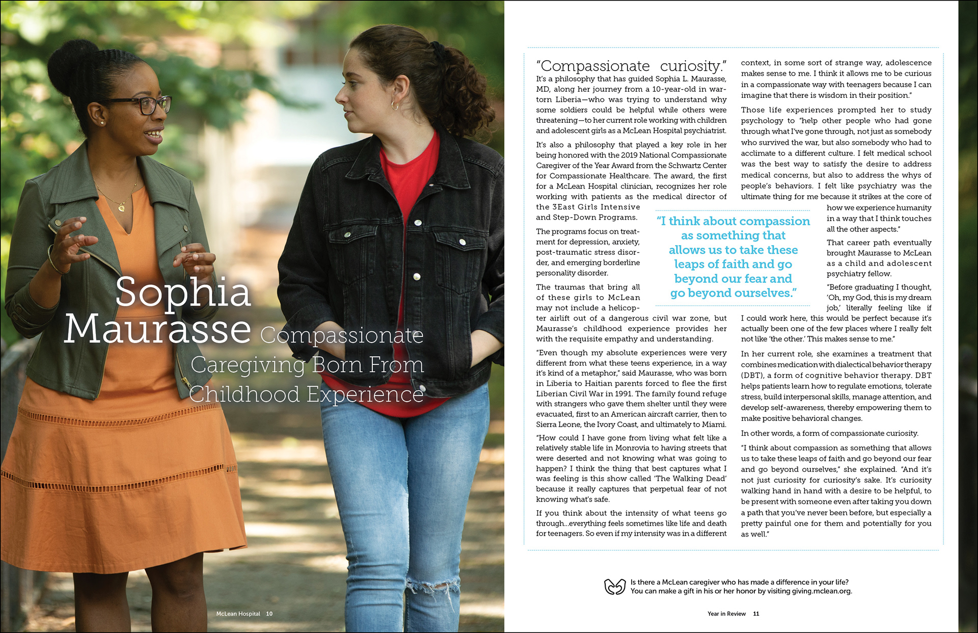 Inside spread from McLean Hospital 2019 annual report