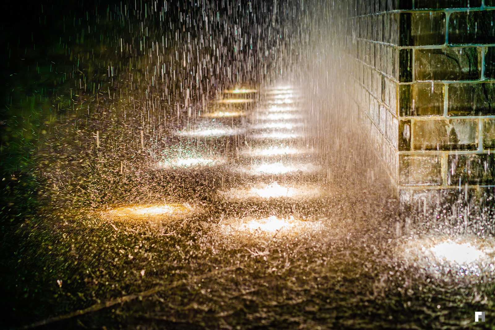 Millennium Park, torrential rain, Chicago.