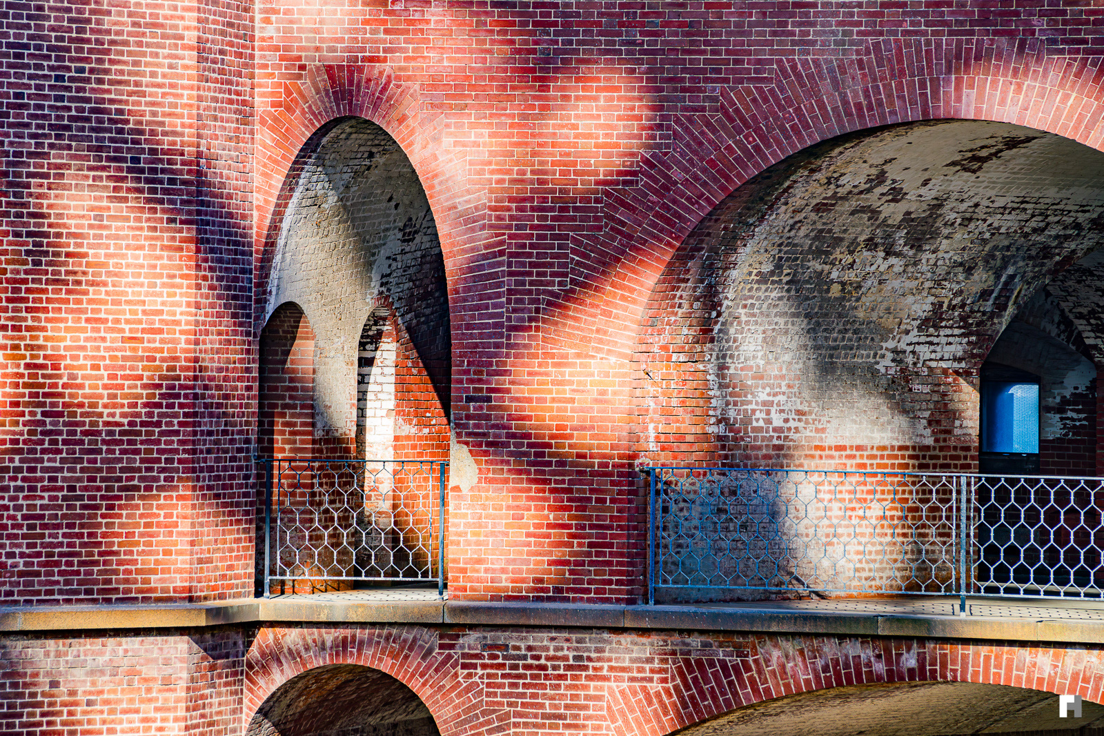 Golden Gate shadows, Fort Point, San Francisco.