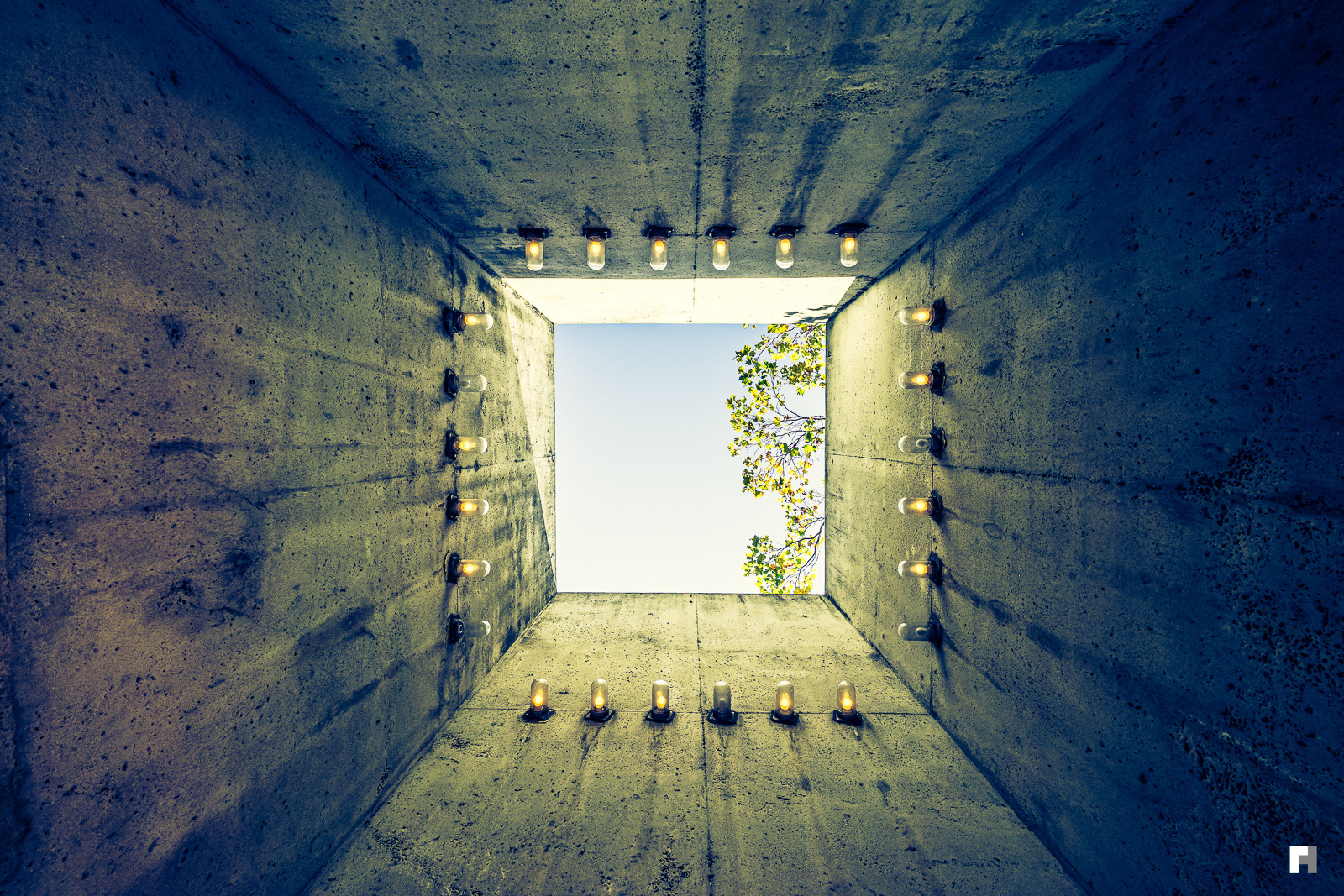 Looking up on a sidewalk in San Francisco at 5:19pm. 5 lightbulbs are broken, 19 are working. Life is a sequence of coincidences. 