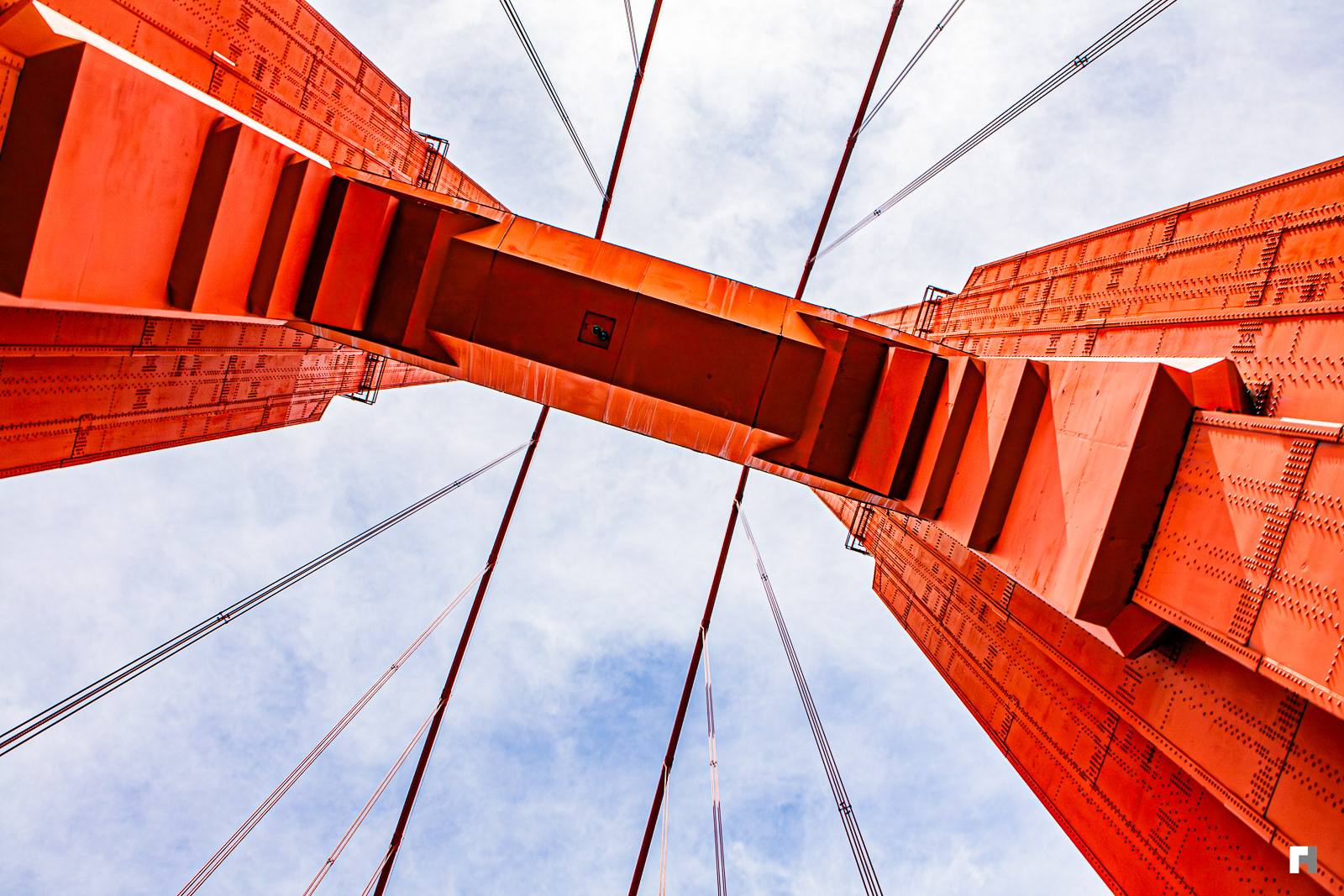Golden Gate through a sunroof.