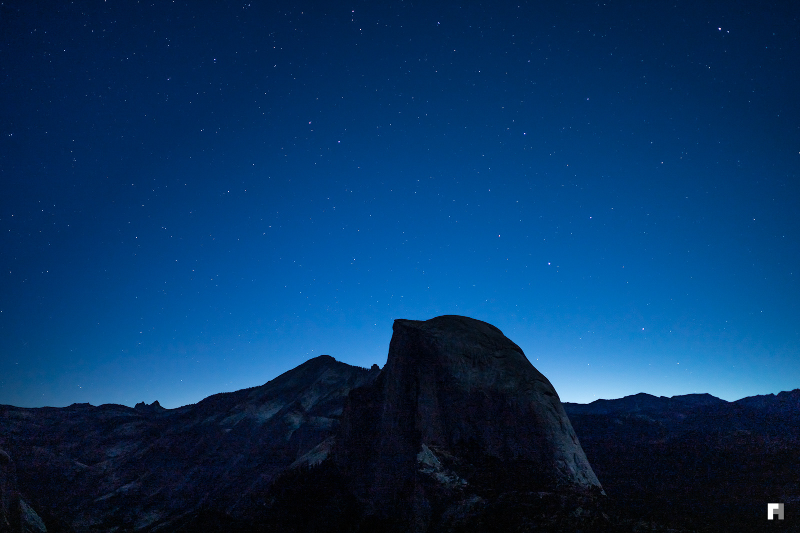 Early sunrise over Half Dome, viewed from Glacier Point, Yosemite.