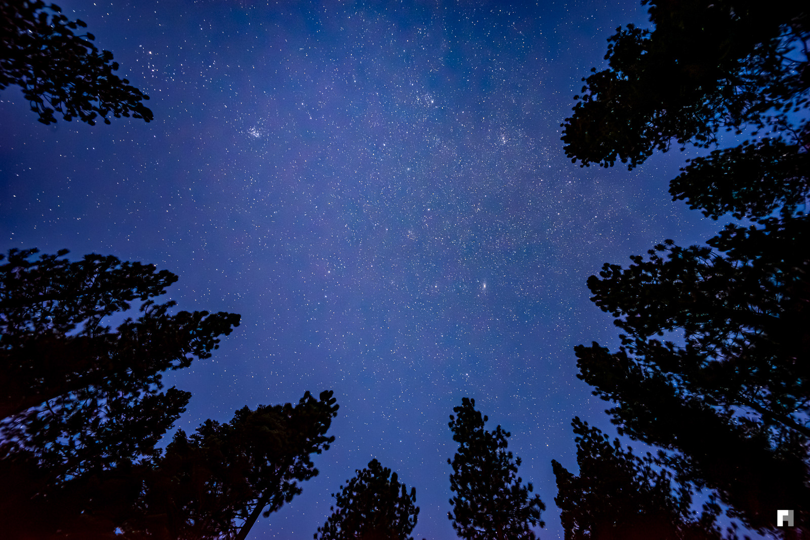 Starry night sky near Twain Harte, Tuolumne County, California.