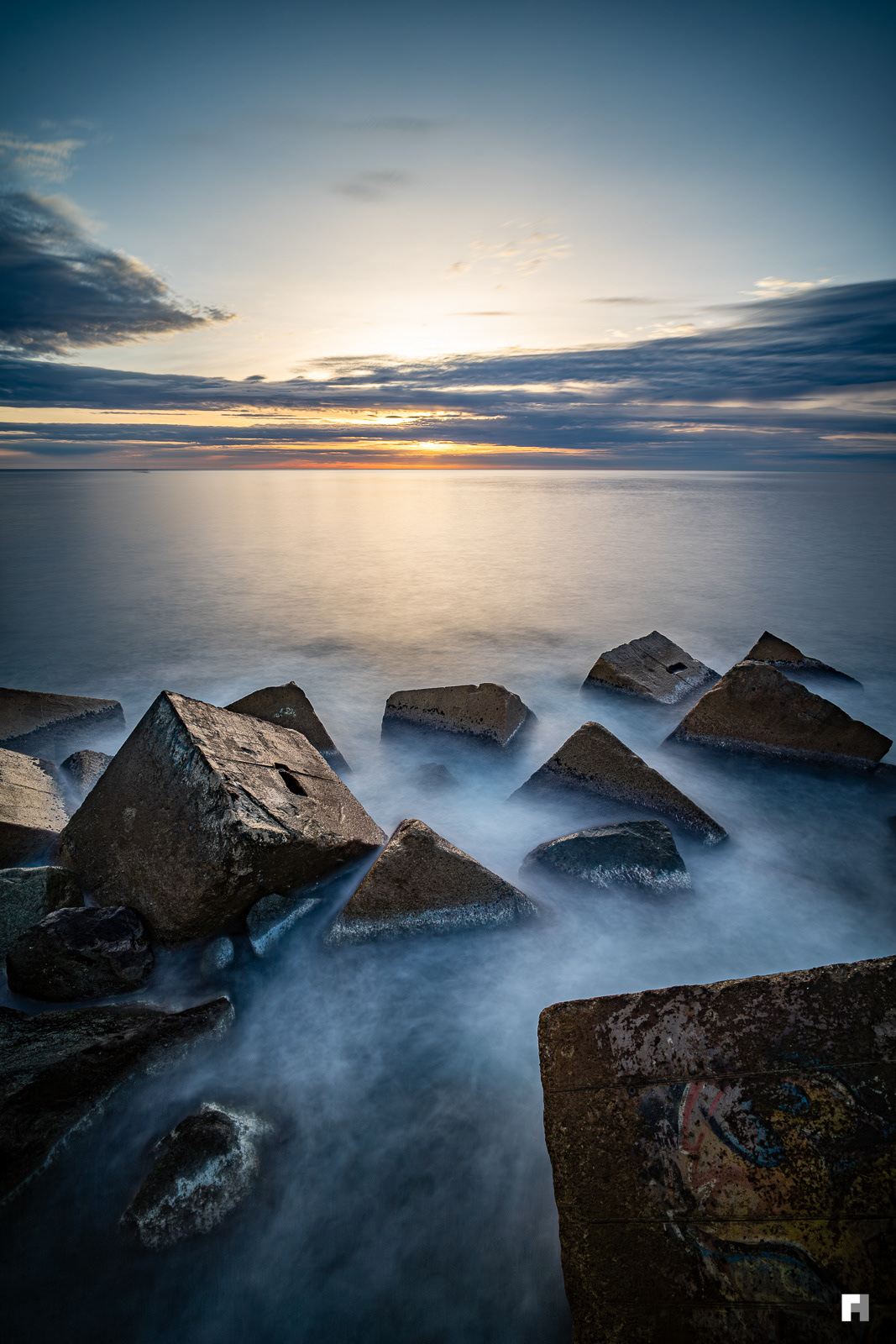Sunrise at Barceloneta Beach, Barcelona.