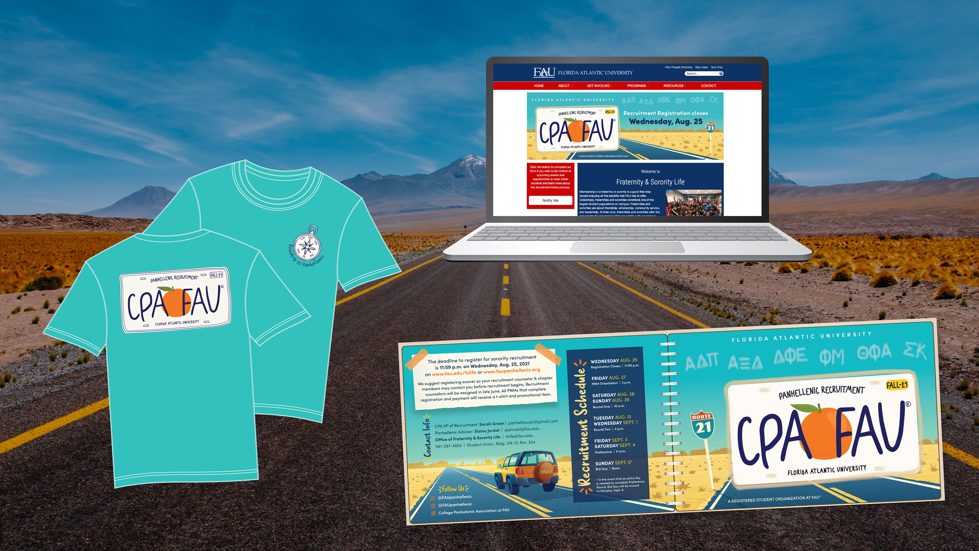 FAU Panhellenic Recruitment 2021 (Booklet, Digital Design, and Apparel)