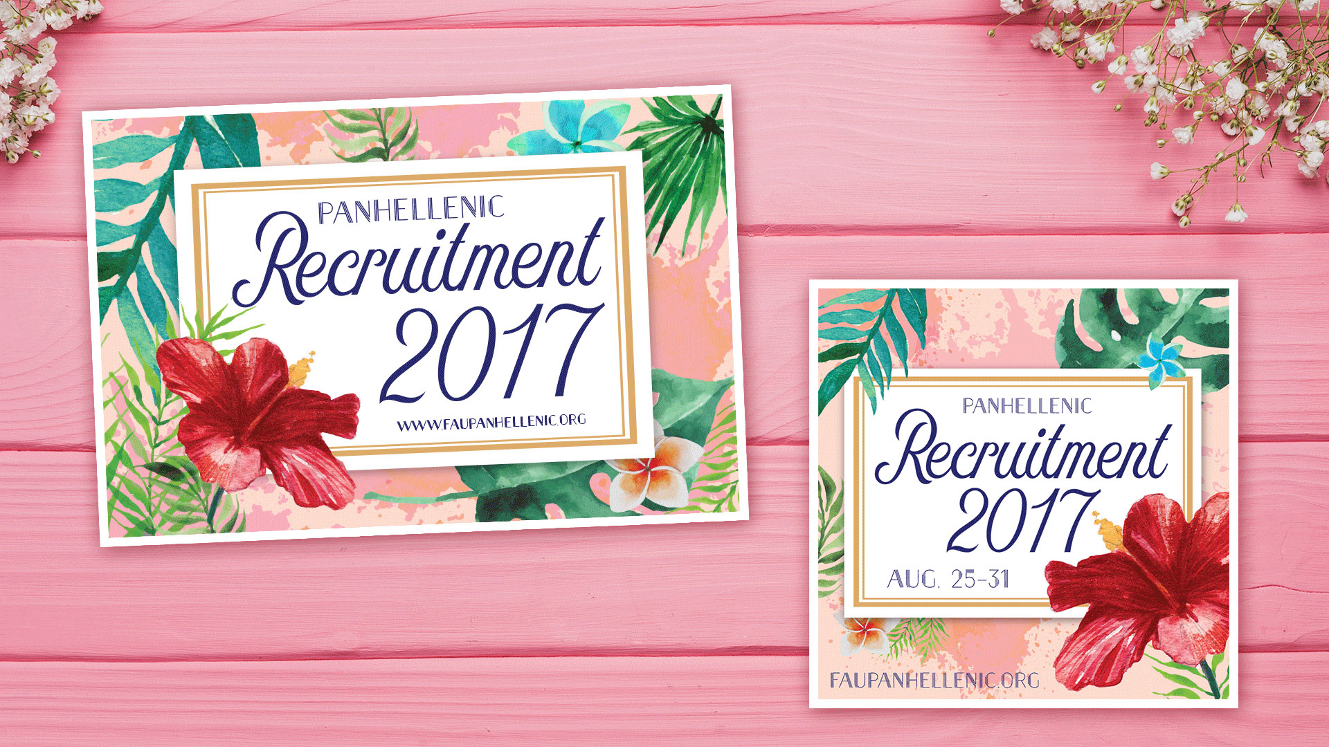 FAU Panhellenic Recruitment 2017 (Multi-Page Brochure & Digital Design)