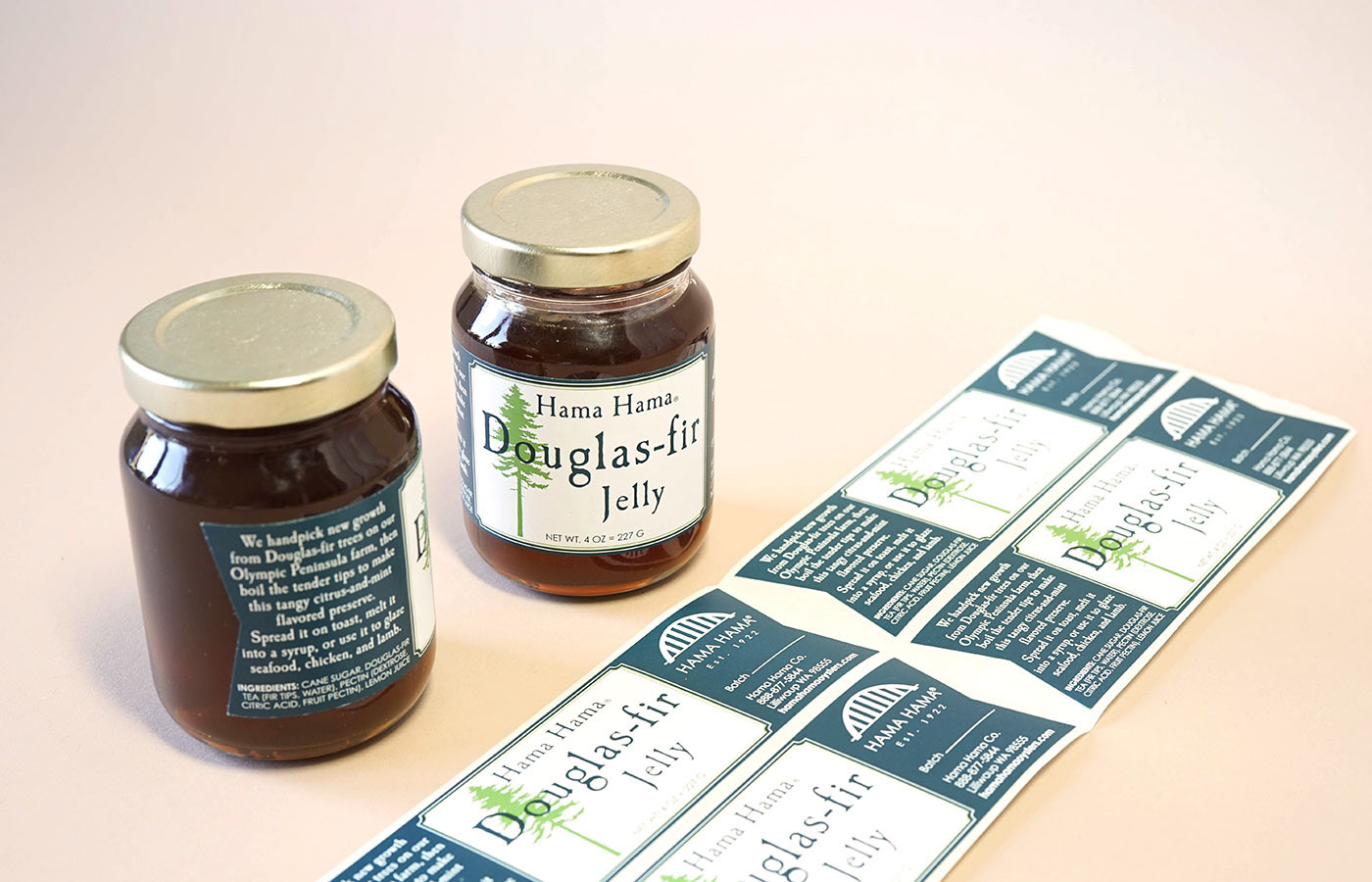 2-COLOR, CUSTOM DIE-CUT RIBBON LABEL FOR JELLY JAR: CLIENT HAMA HAMA
