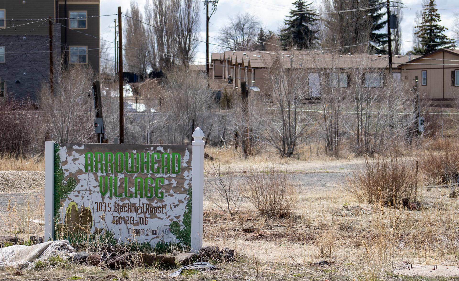 Area where Arrowhead Village once stood, which is now an empty lot. 