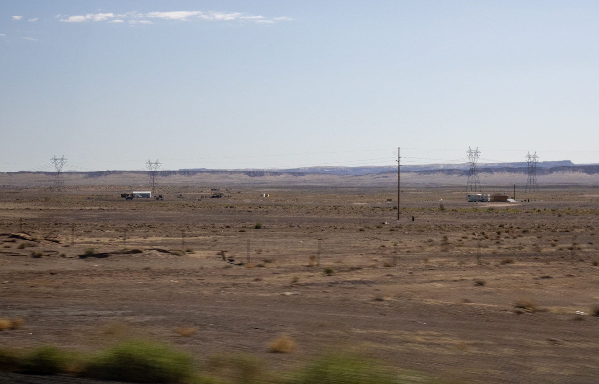 Arizona desert landscape dotted with buildings. 
