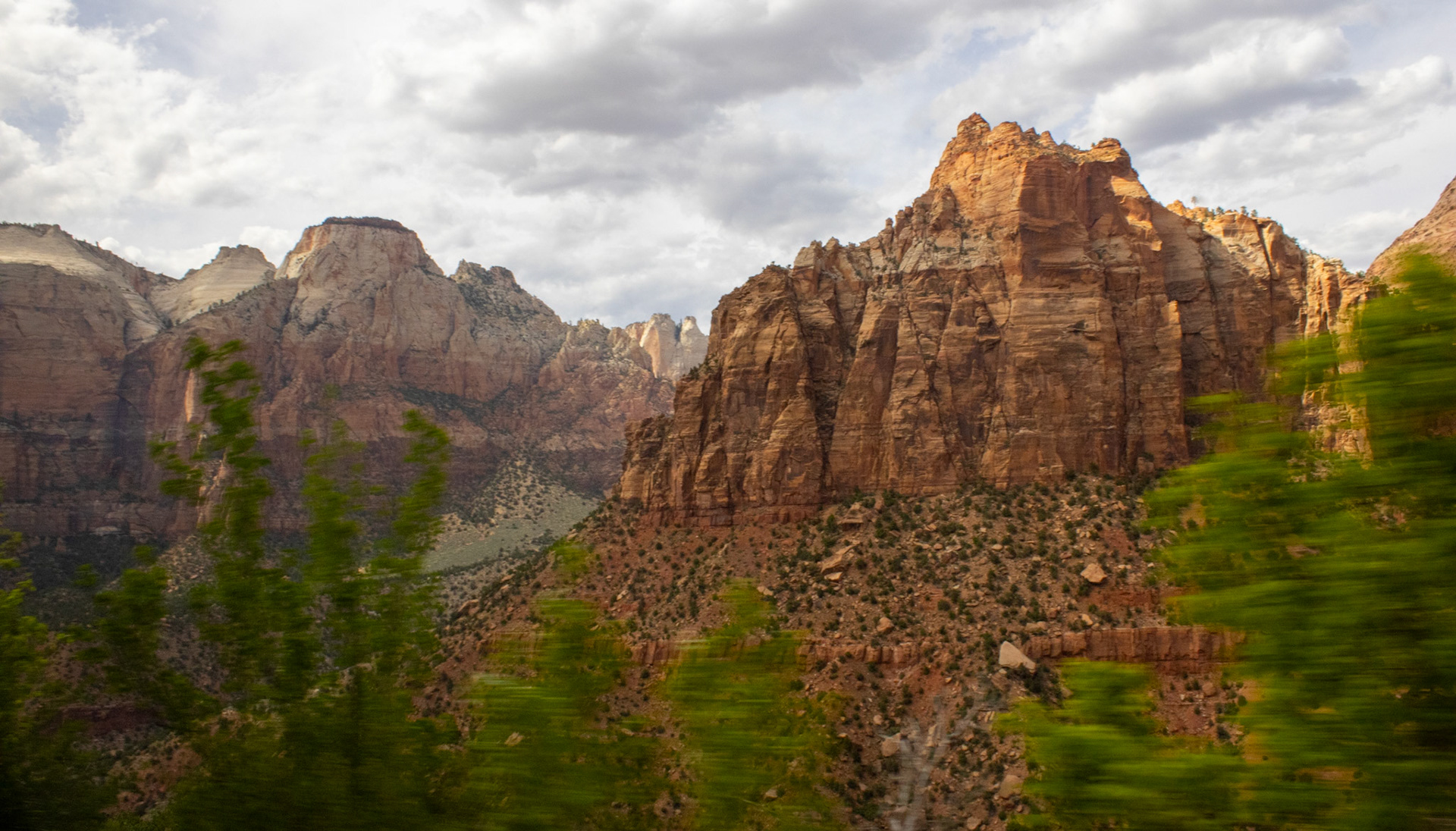 Zion canyons by the roadside. 