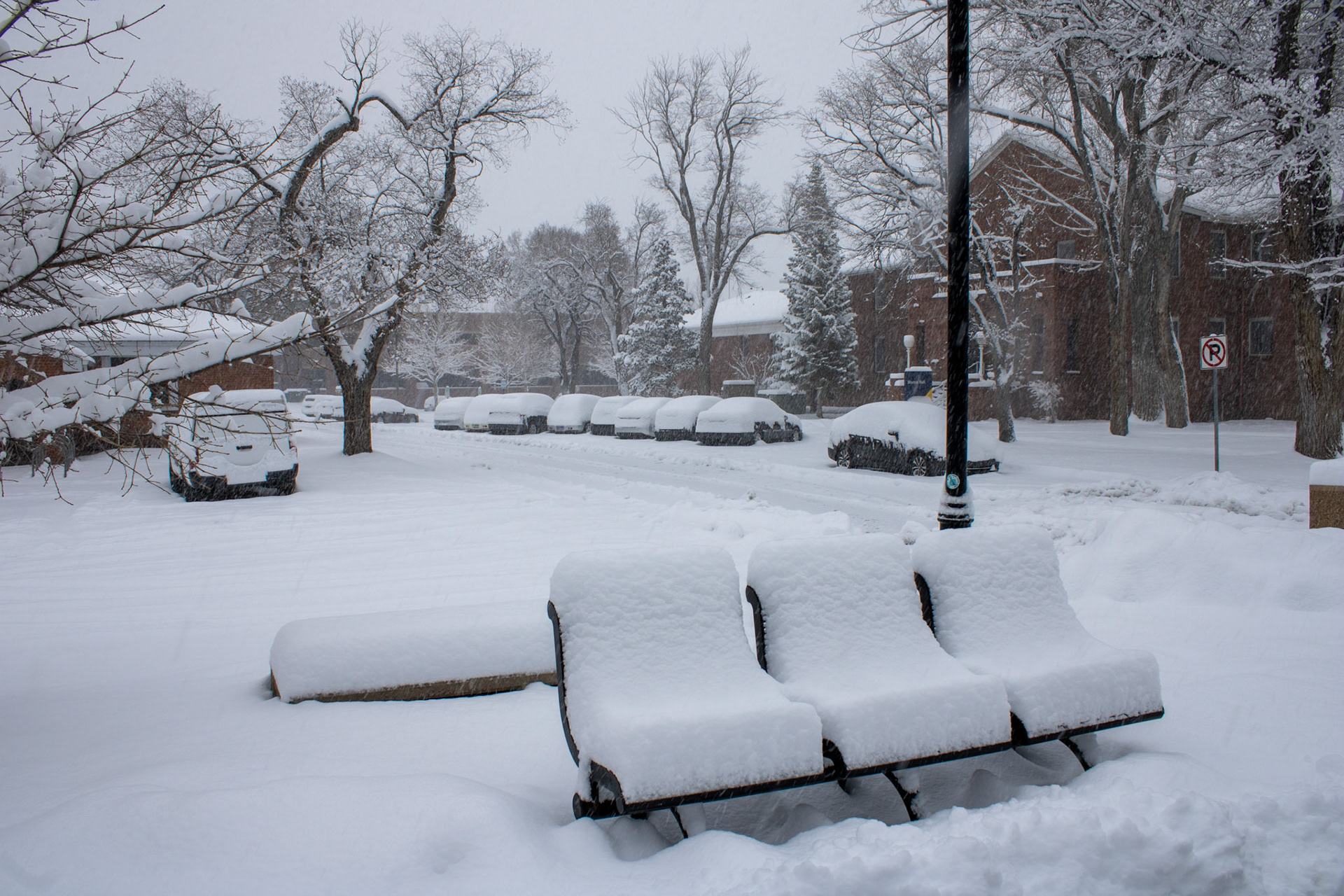 Morton Hall after snow storm. 