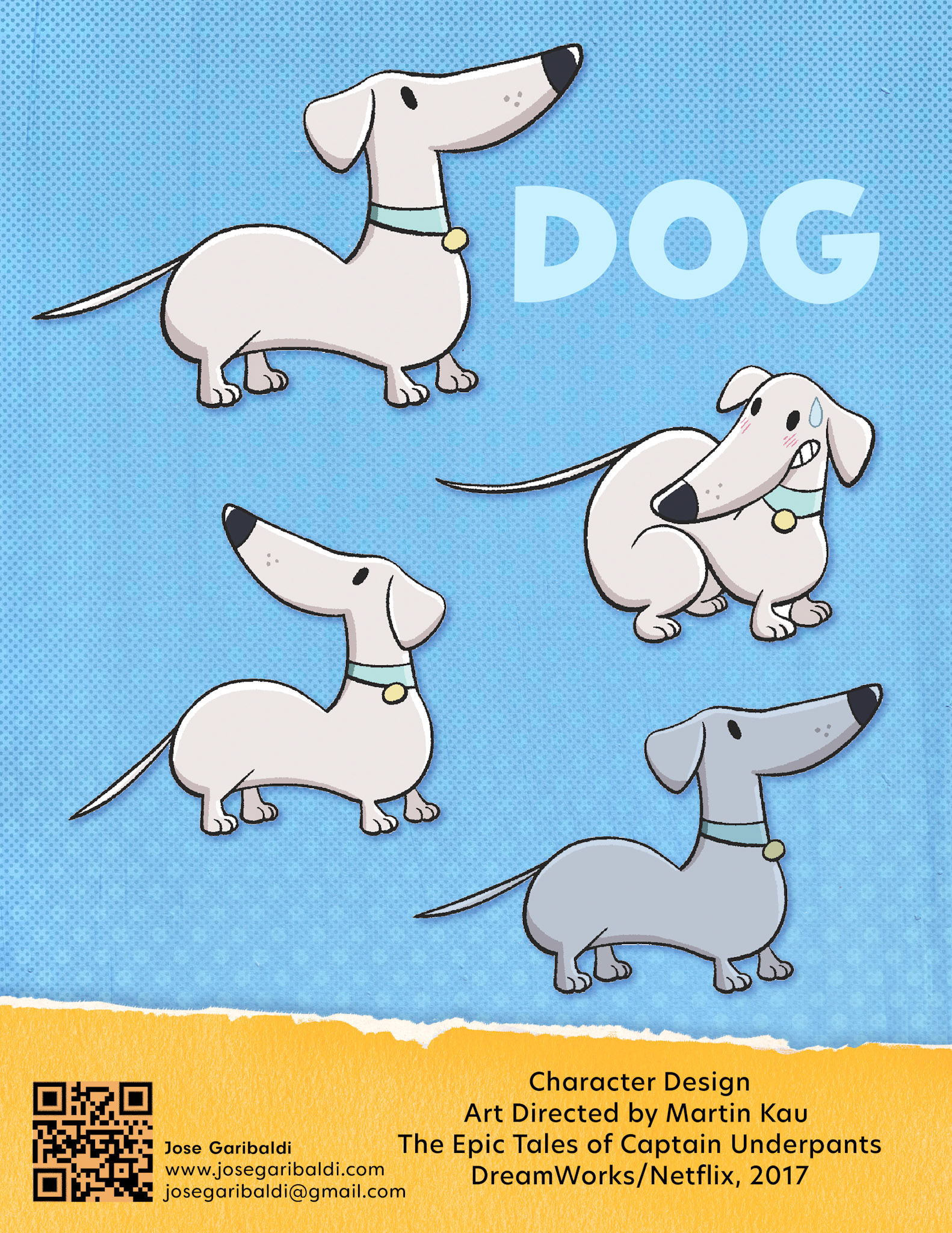 Dog Character Design & Turn by Jose Garibaldi Art Directed by Martin Kau The Epic Tales of Captain Underpants DreamWorks (Netflix), 2017 josegaribaldi.com