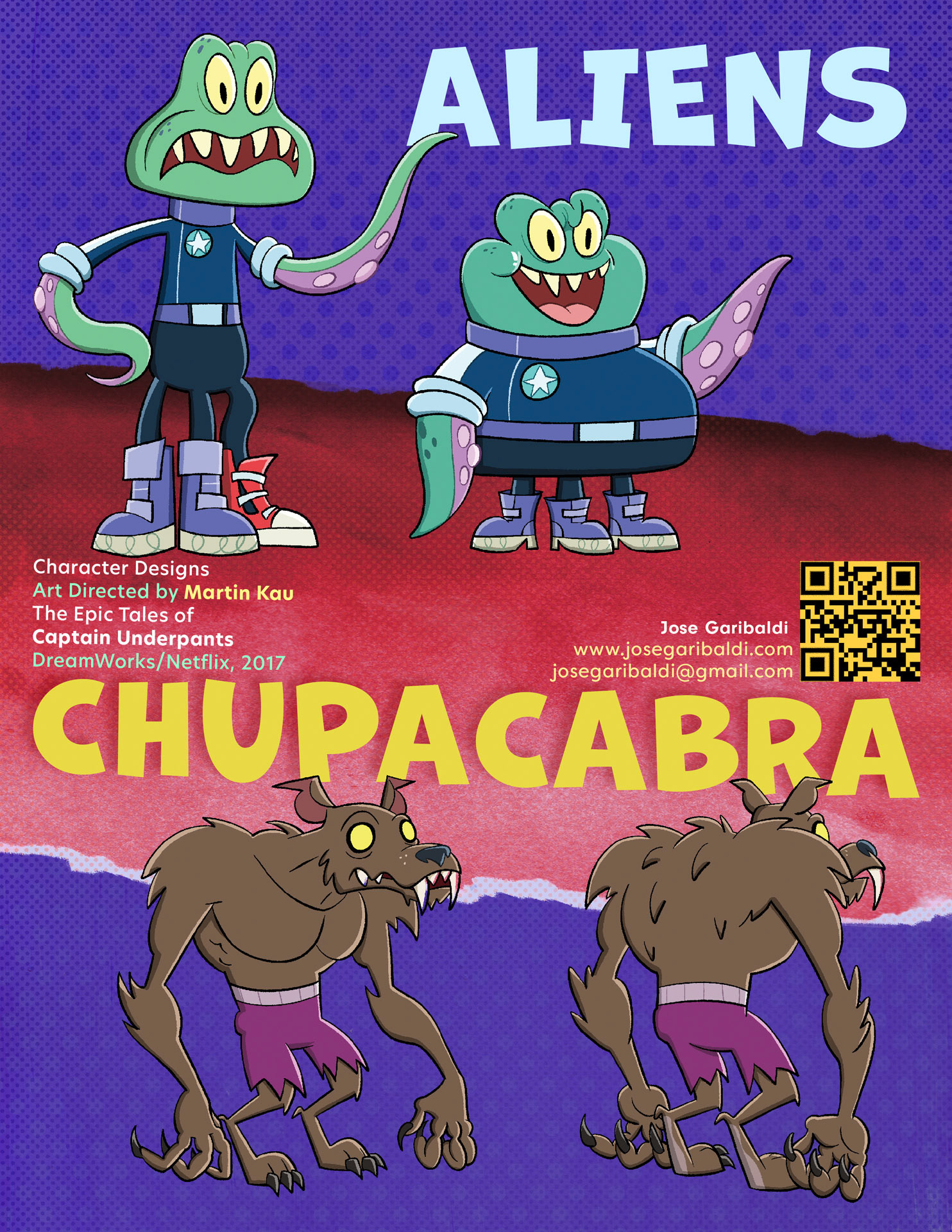 Aliens & Chupacabra Character Designs by Jose Garibaldi Art Directed by Martin Kau The Epic Tales of Captain Underpants DreamWorks (Netflix), 2017 josegaribaldi.com