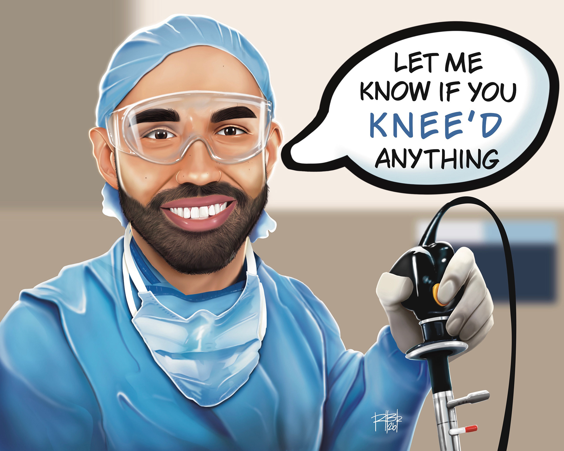 Knee Doctor - Digital Hand Drawn Portrait